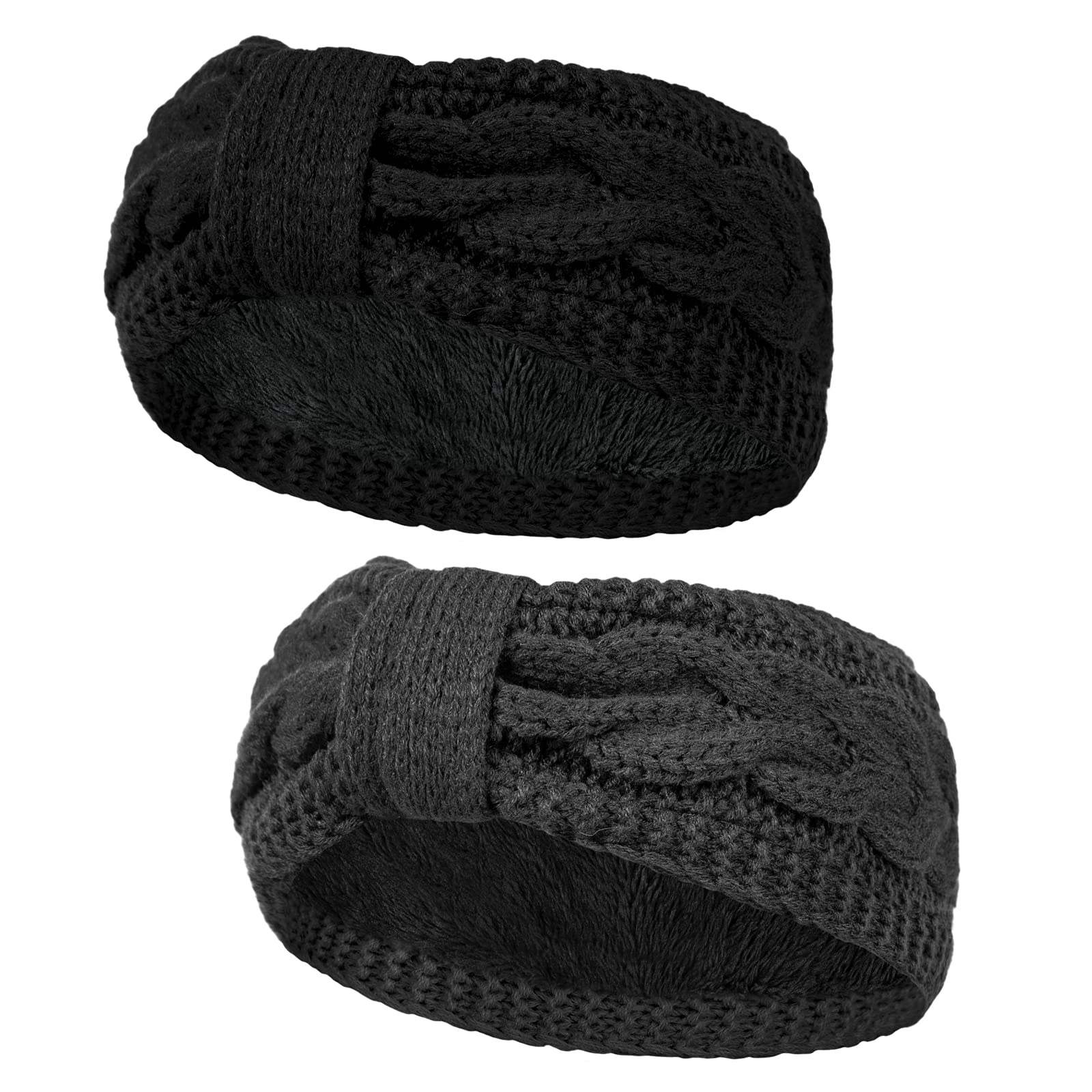 Women's Winter Knit Thermal Headband - Soft Velvet Bow Ear Warmer for Ladies & Girls, Stretchy Crochet Hairband for Running, Shopping & Outdoor Activities | Perfect for Cold Weather, Sports & Fashion Accessories