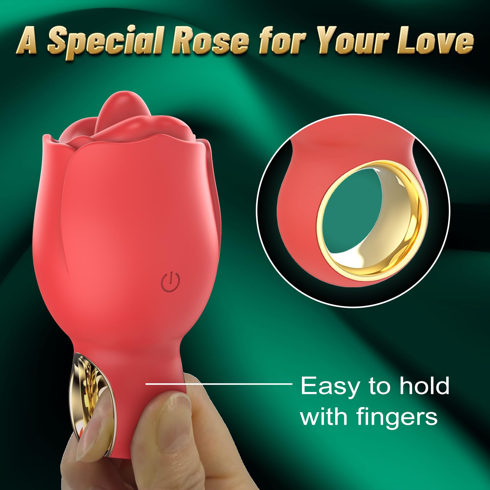 Rose Vibrator for Women - 360° Rotating Licking Tongue Clitoral Stimulator with 8 Vibration Modes & Ergonomic Handle | Adult Sex Toy for Solo Play, Couples Play & Sensual Massage