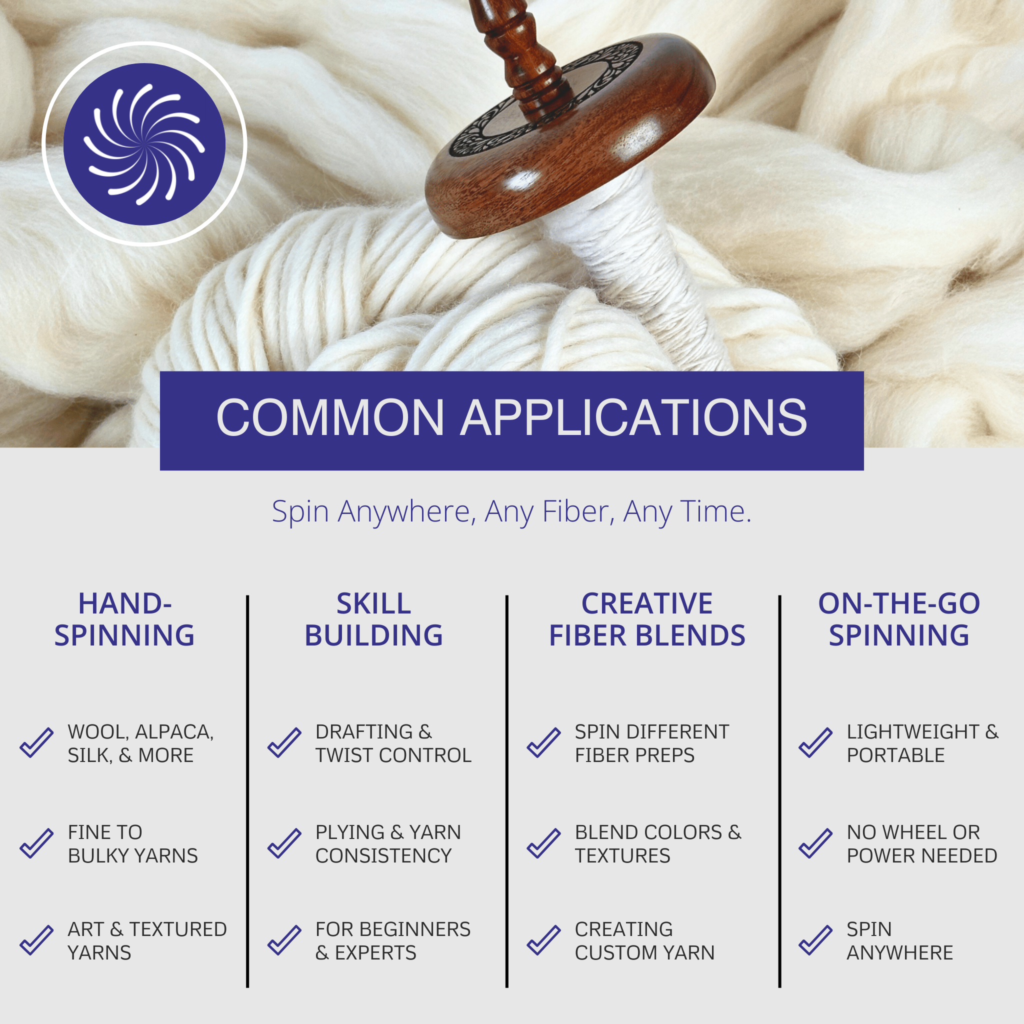 Premium Top Whorl Drop Spindle for Hand Spinning Yarn - Wool, Cotton & Fiber Crafting Tool for Knitting, Weaving & DIY Projects