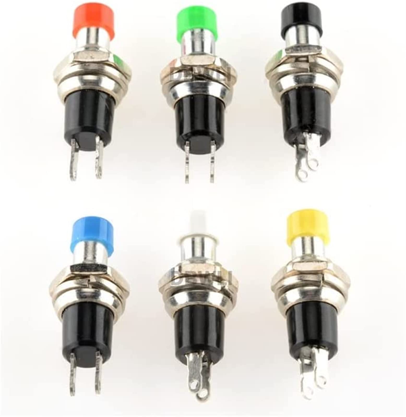 10pcs 7mm Momentary Push Button Micro Switch - Normally Open (NO) Reset Switch for Electronics, DIY Projects, and Appliances - Mixed Colors for Easy Identification
