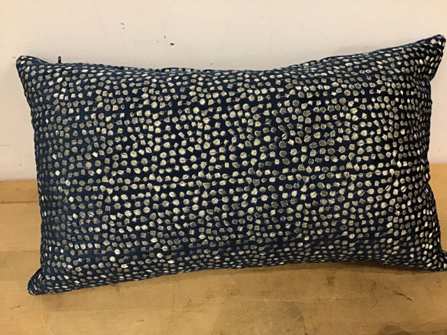 12 x 20 Inch Blue and Silver Lumbar Pillow - Supportive Cushion for Sofa, Bed, Office Chair - Perfect for Home Decor and Back Pain Relief
