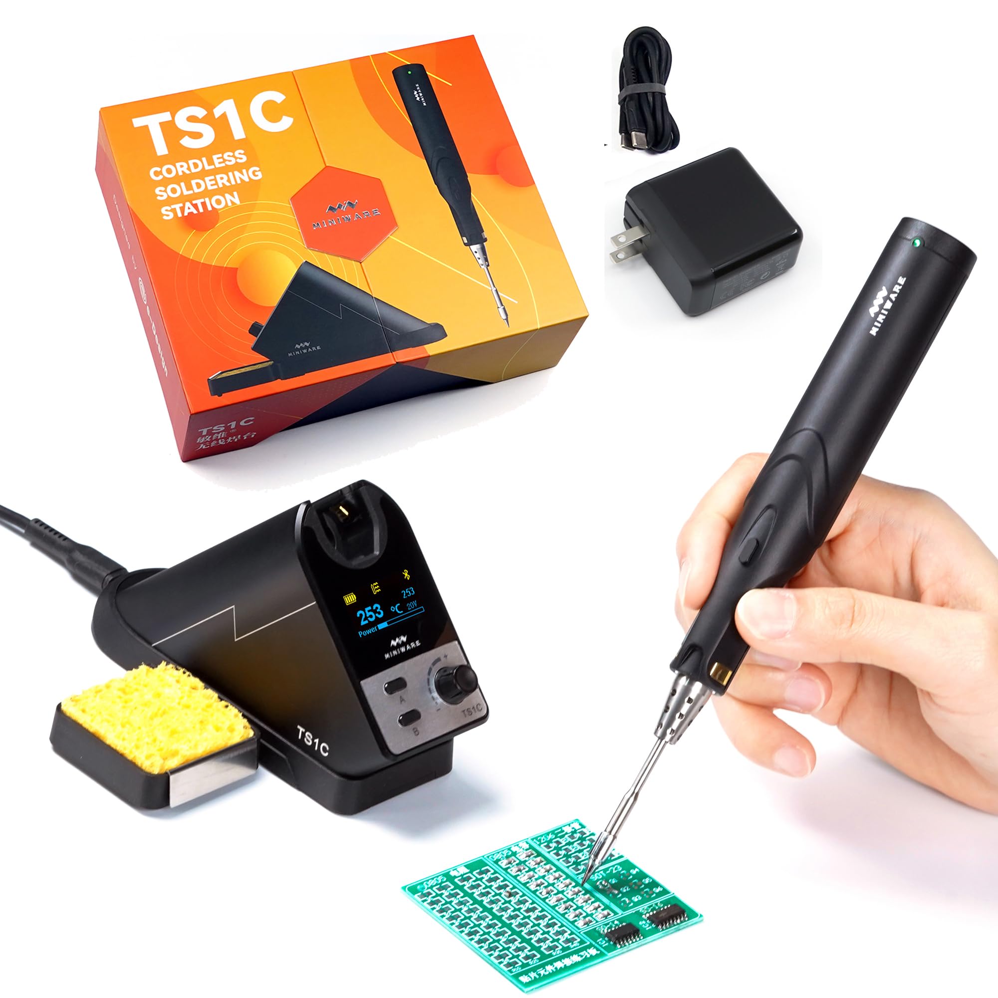 NovelLife TS1C Cordless Soldering Iron Station - 750°F USB-Powered Portable Welding Kit with Digital Temperature Display, 45W PD Charger & Wireless Remote Control | Perfect for DIY Electronics, Jewelry Making & Home Repairs