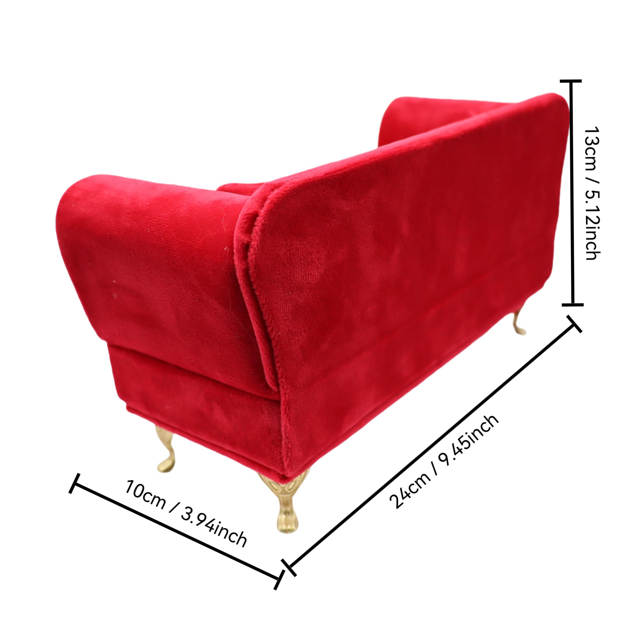 1/6 Scale Miniature Dollhouse Sofa & Pink Velvet Jewelry Box - Tiny Furniture Accessories for Dollhouse, DIY Crafts & Collectibles - Perfect for Home Decor, Gift Giving & Creative Play