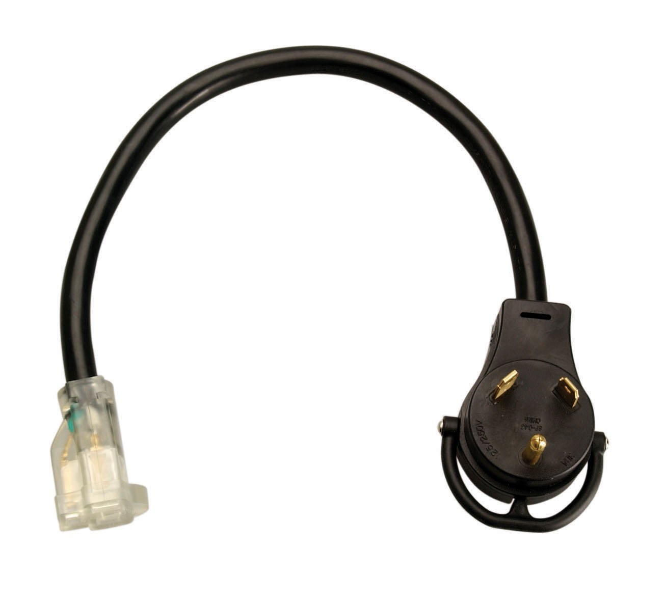 Coleman Cable 095449008 14/3 STW 30 to 15-Amp RV Power Adapter Extension Cord with Lighted End - 18-Inch Heavy Duty Black Outdoor Electrical Cord for Camper, Trailer & RV Power Hookup - Perfect for Camping, Road Trips & Outdoor Adventures