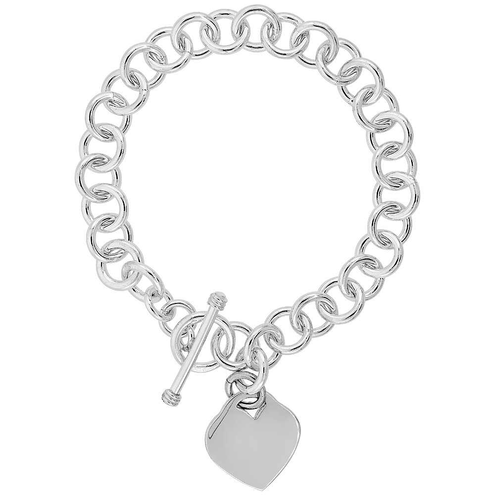 7mm Round Sterling Silver Heart Link Bracelet & Necklace Set - Handmade Adjustable 7,8,18 Inch Jewelry for Women - Perfect for Gifts, Anniversaries & Everyday Wear