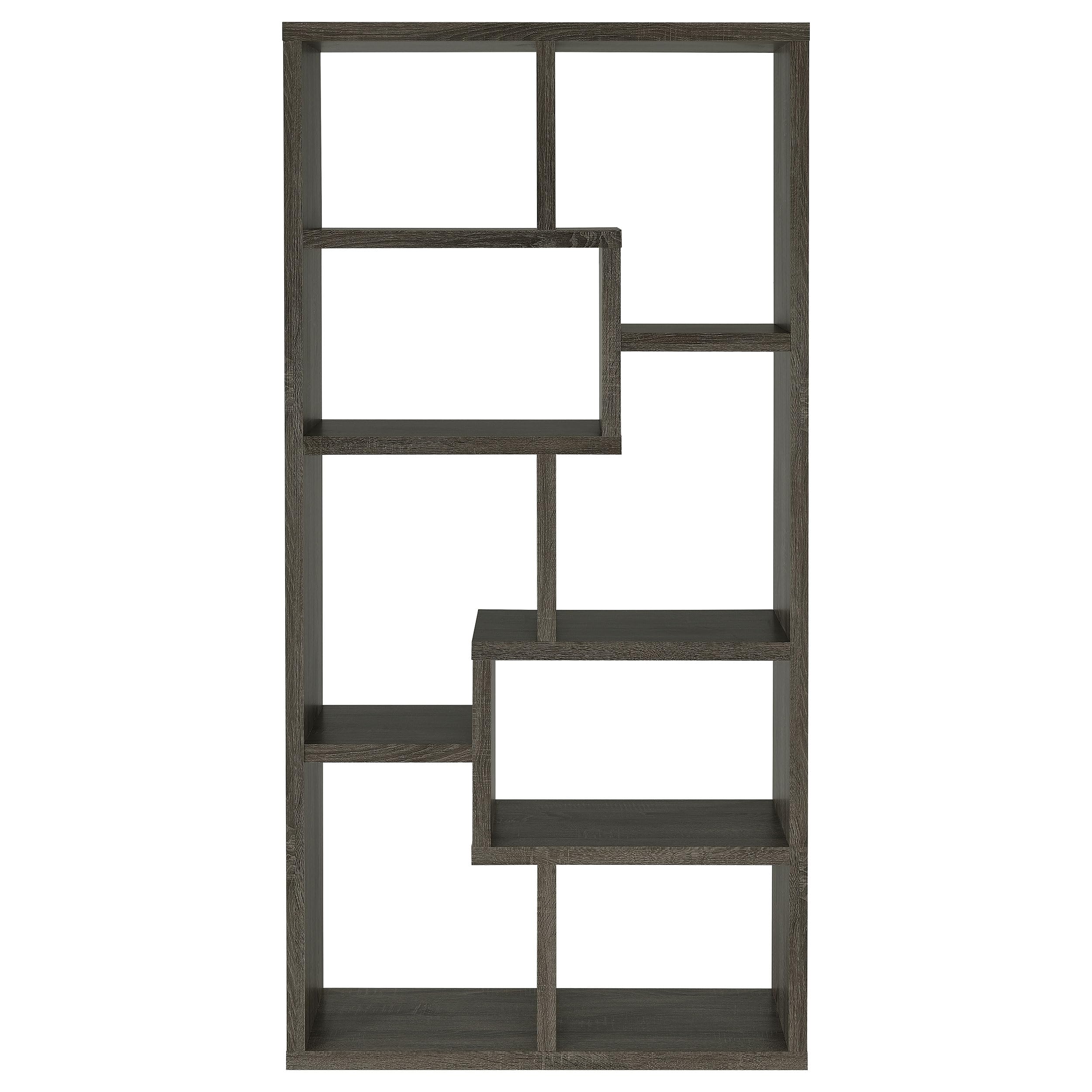 Coaster FINE Furniture 5-Tier Rectangular Bookcase - Weathered Grey Finish, Modern Bookshelf for Living Room, Office & Bedroom Storage & Organization