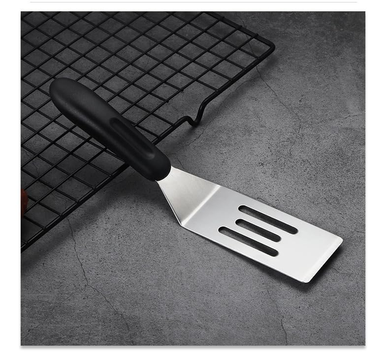 Stainless Steel Mini Spatula - Small Metal Spatula for Flipping, Cooking, Baking & Brownies - Non-Slip Handle Kitchen Tool for Pancakes, Eggs, Cakes & Desserts