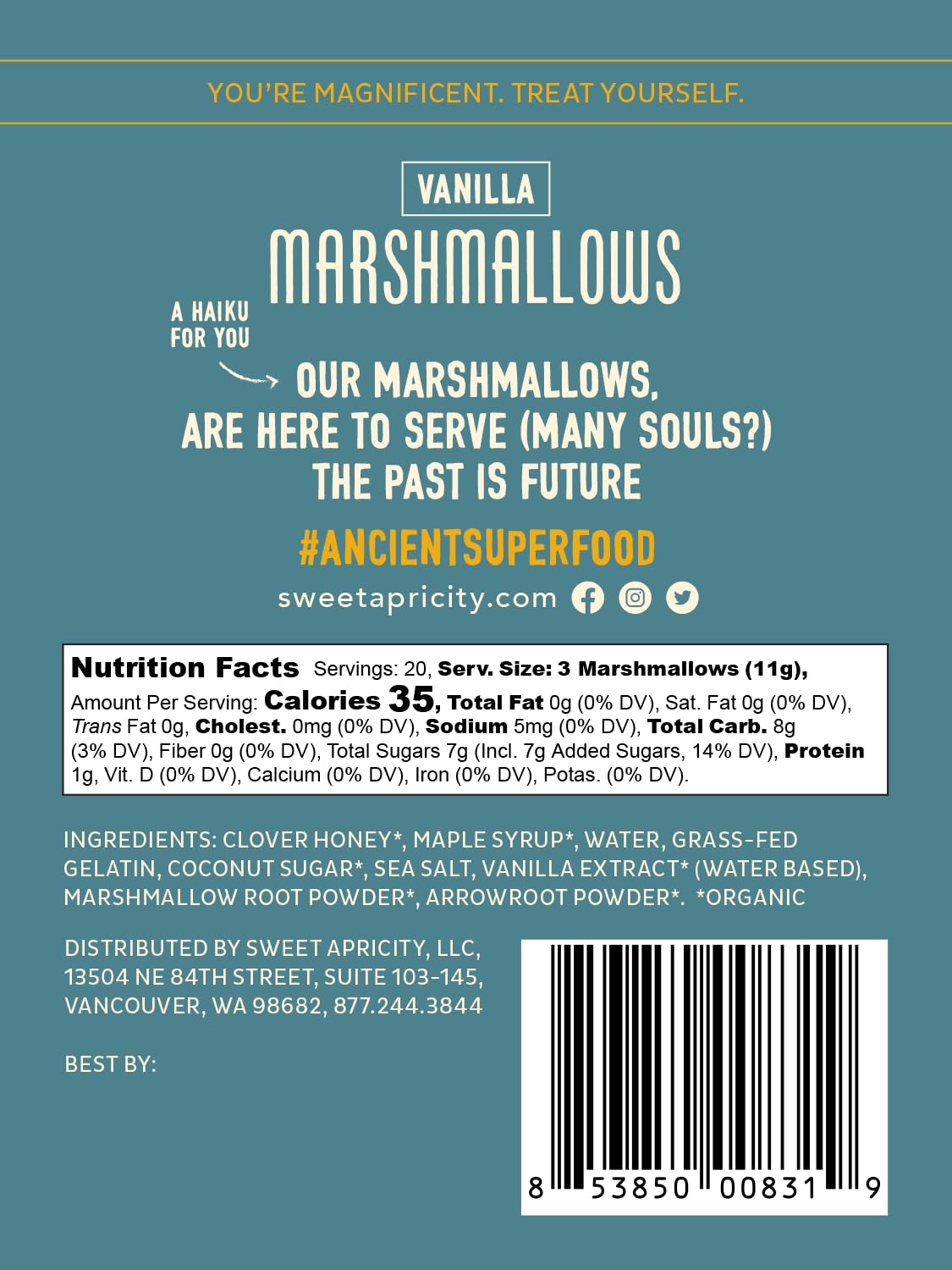 Vanilla Marshmallows 8 oz - AIP & Paleo Friendly, Gluten-Free, Vegan, Non-GMO - Perfect for Hot Cocoa, Baking & Campfire S'mores