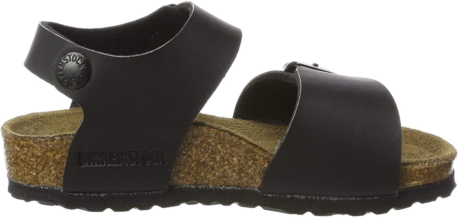 Birkenstock Boys Rear Flange Flats Sandals - Black Leather Comfort Shoes Size 7 for Kids | Perfect for School, Playground & Summer Outdoor Activities