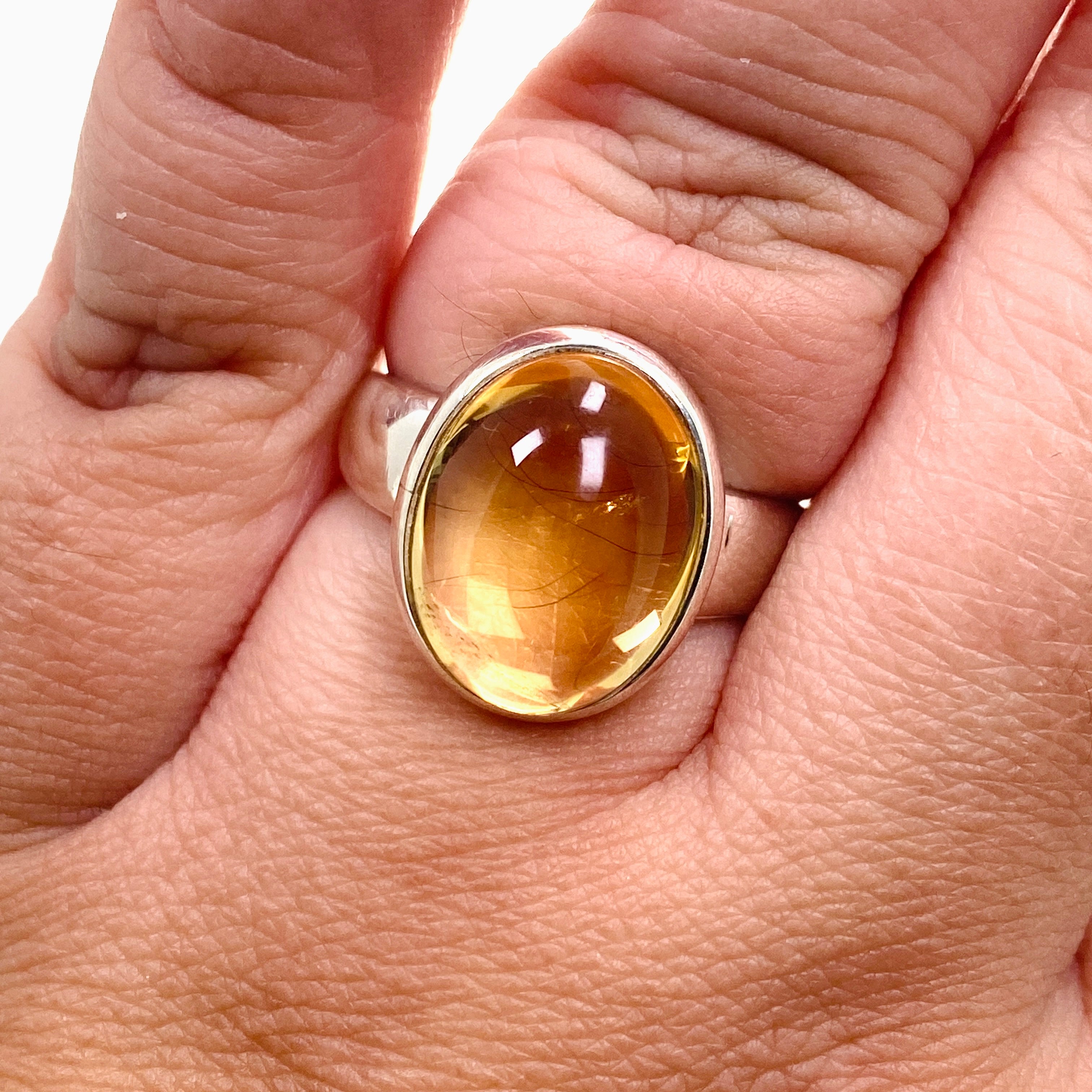 Natural Citrine Oval Cabochon Ring - Size 11 Sterling Silver Jewelry PRGJ611 | Perfect for Everyday Wear, Gift Giving & Special Occasions