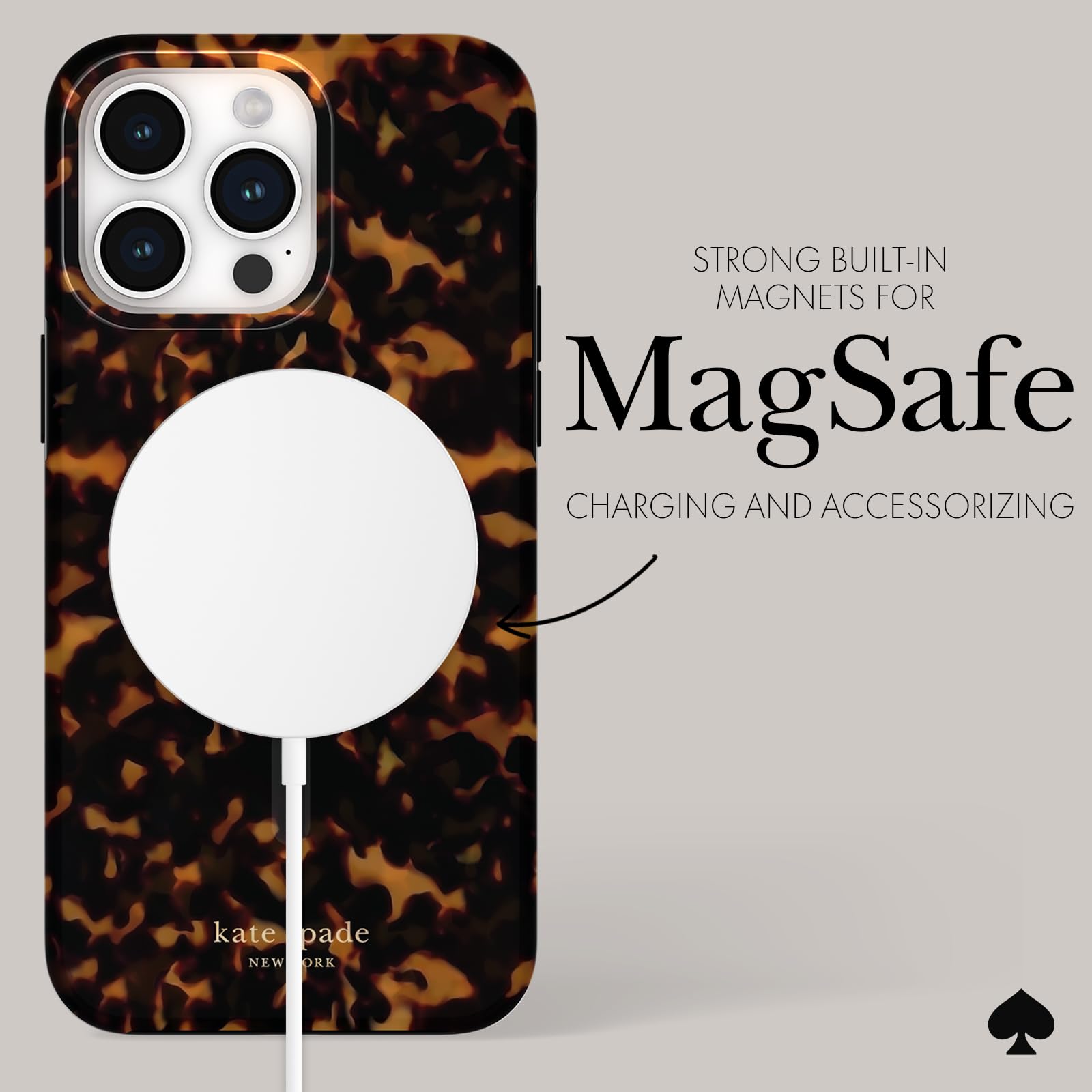 Kate Spade New York iPhone 15 Pro Max Case with MagSafe Compatibility - Stylish Tortoiseshell Design for Women | Perfect for Work, Travel & Everyday Protection
