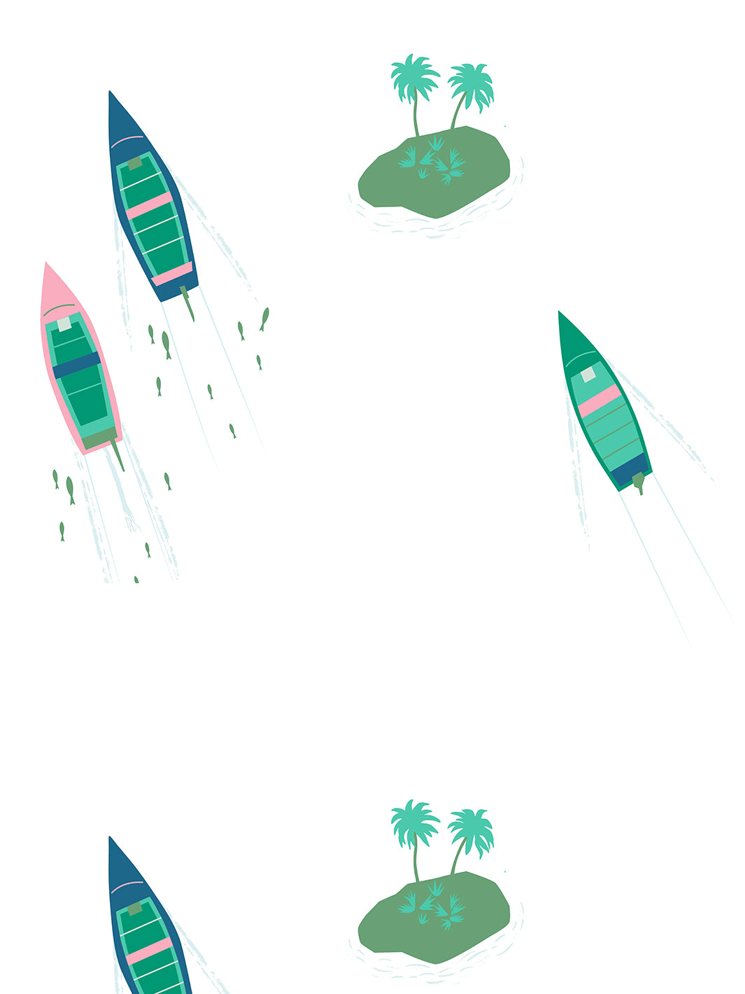 Island Boats Wallpaper by Tea Collection - White Coastal Nautical Theme for Bedroom, Bathroom & Living Room Decor