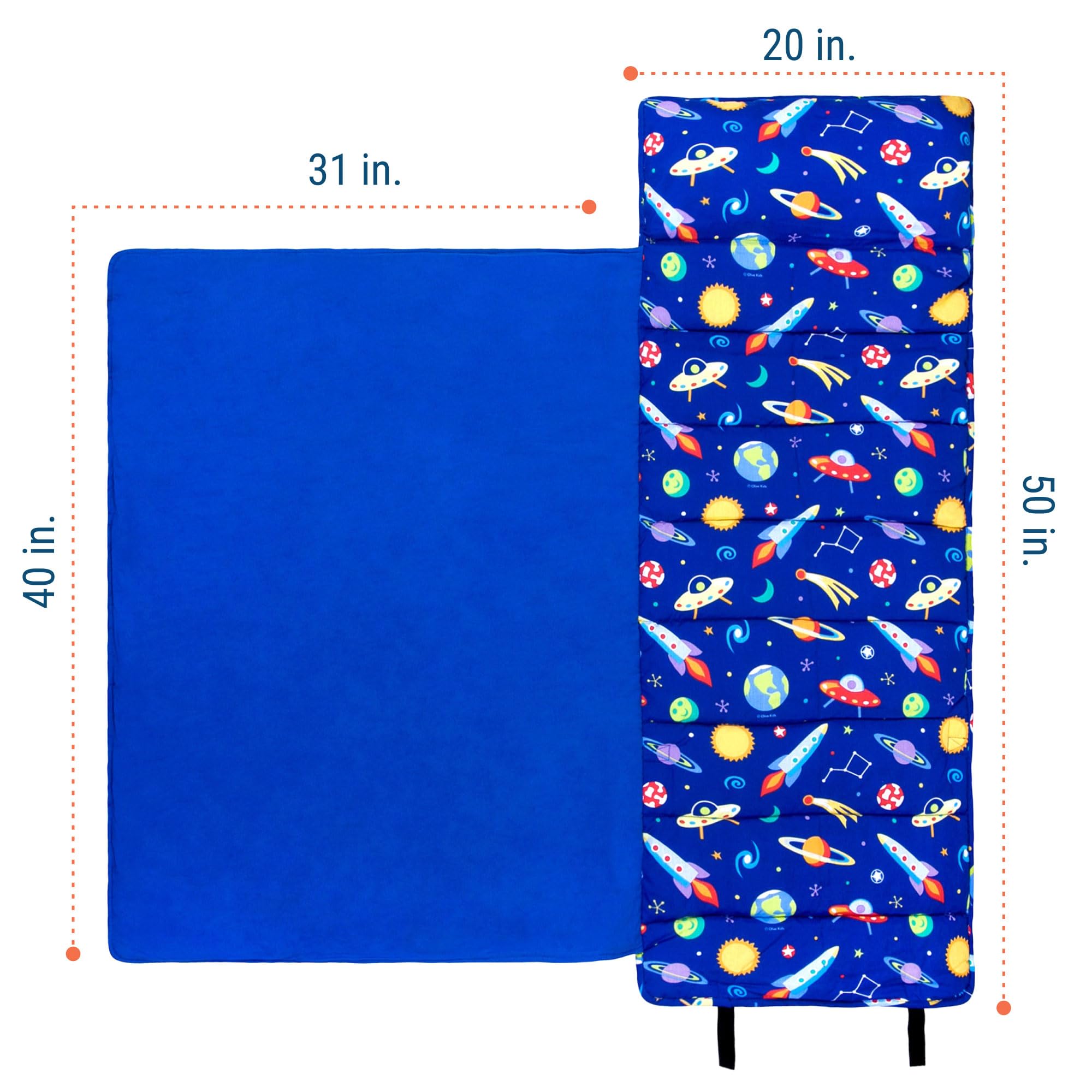 Wildkin Kids Original Nap Mat - Soft & Cozy Sleeping Mat with Pillow for Toddlers & Preschoolers | Perfect for Daycare, School, Travel & Sleepovers | Machine Washable | Space Theme Design