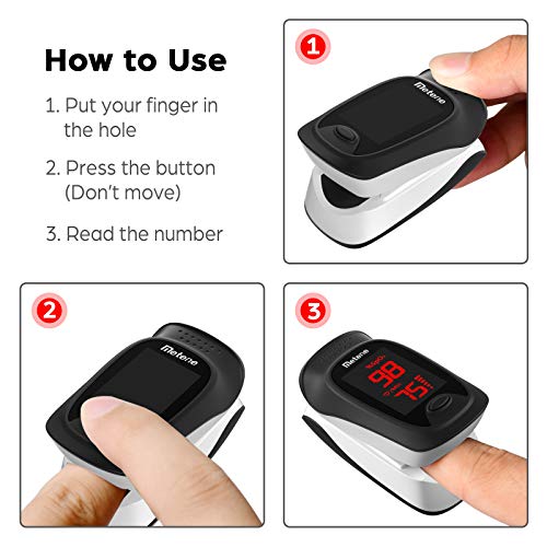 Metene Fingertip Pulse Oximeter - Accurate Blood Oxygen Saturation (SpO2) and Heart Rate Monitor for Adults & Kids - Portable Oxygen Meter for Home Use, Sports, Travel & Health Monitoring