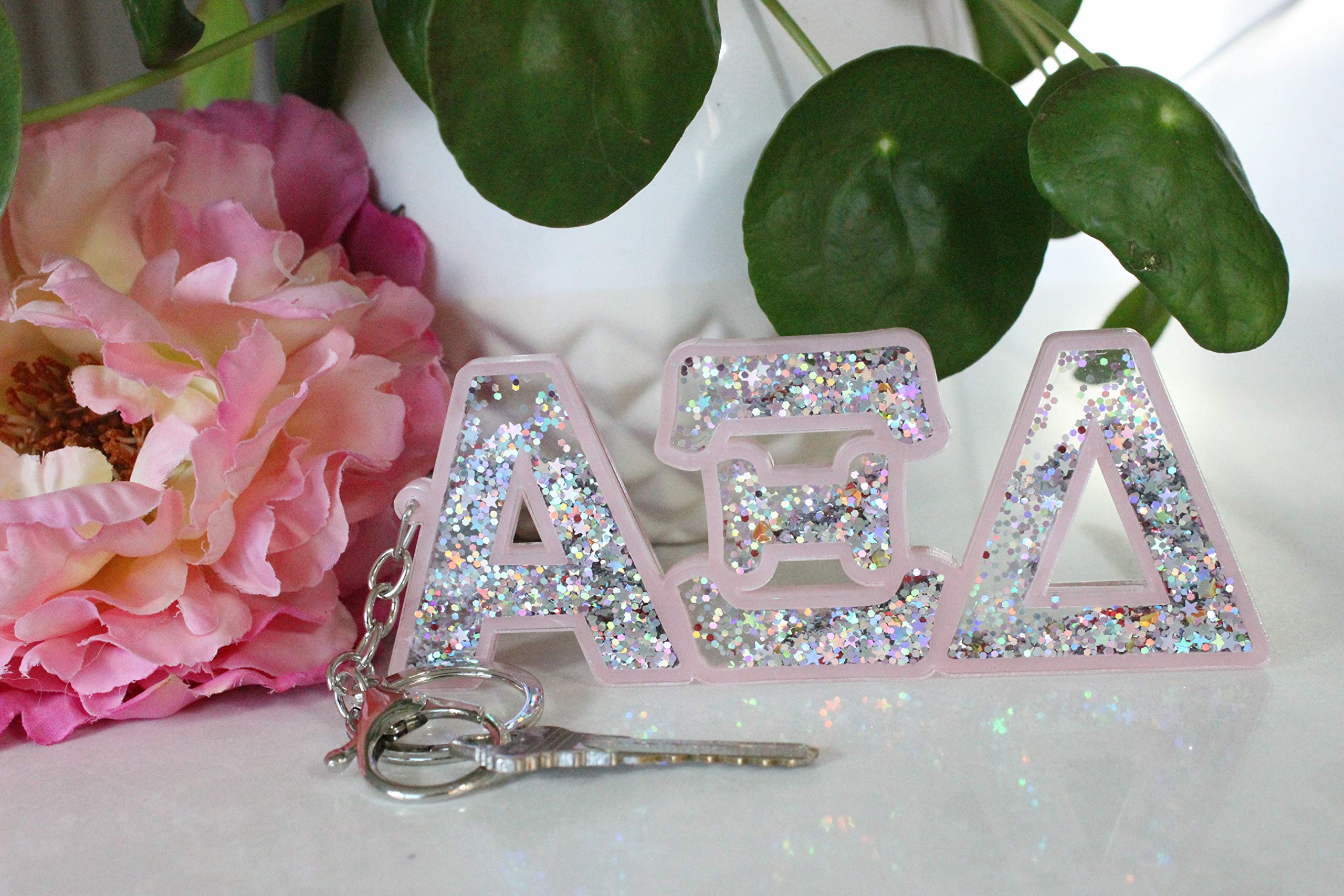 Alpha Xi Delta Sorority Keychain with Glitter - Greek Letter Accessory for Sisters, Gifts & College Events - Perfect for Backpacks, Keys & Sorority Merchandise