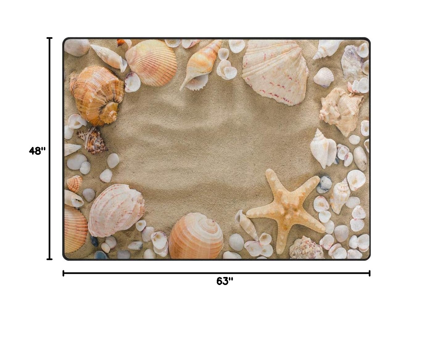 ALAZA Summer Starfish Seashell Beach Area Rug - 5'3