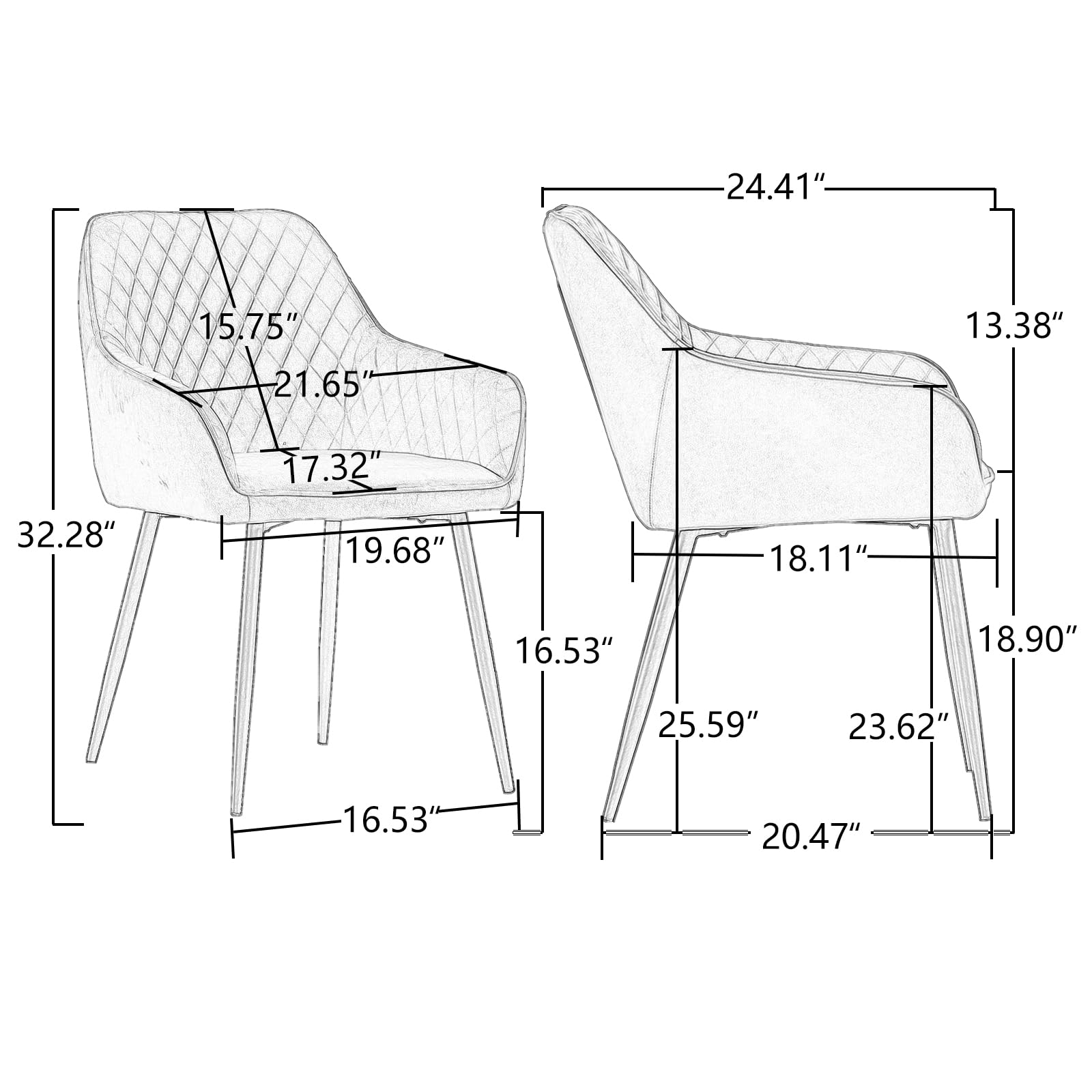 Luxury Velvet Dining Chairs Set of 2 - Emerald Green Upholstered Armchairs for Dining Room, Modern Tufted Accent Chairs with Solid Wood Legs - Perfect for Elegant Dining Spaces, Kitchen Breakfast Nooks & Home Decor