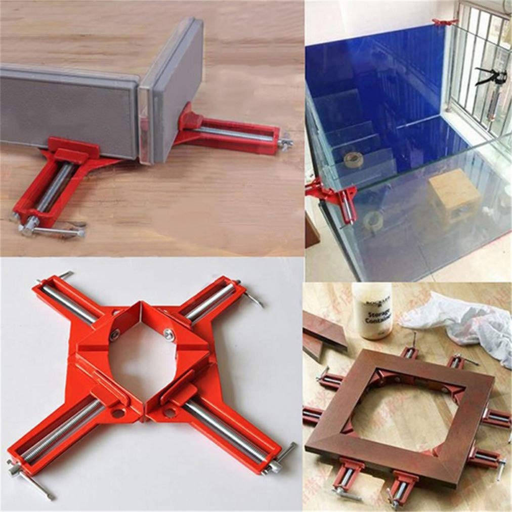 Sevenfly 90 Degree Right Angle Clamp - Heavy Duty Corner Clamp for Woodworking, Picture Frames, Glass & DIY Projects (Red) - Perfect for Cabinet Making, Furniture Assembly & Crafting