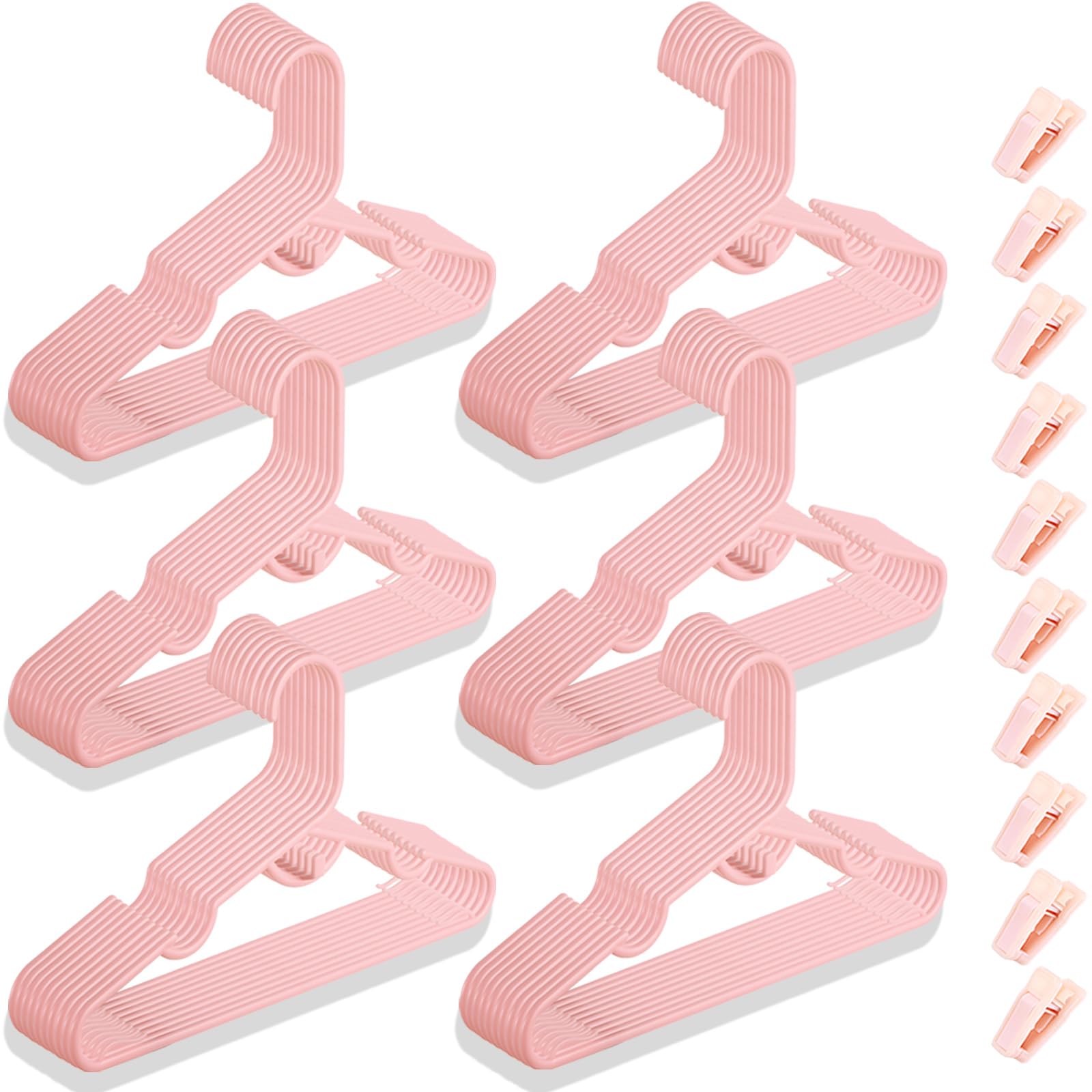 60 Pack Baby Clothes Hangers with Clips - Space Saving Plastic Nursery Hangers for Newborn, Infant & Toddler - Stackable Closet Organizer for Kids Wardrobe (Perfect for Nursery, Daycare & Travel)