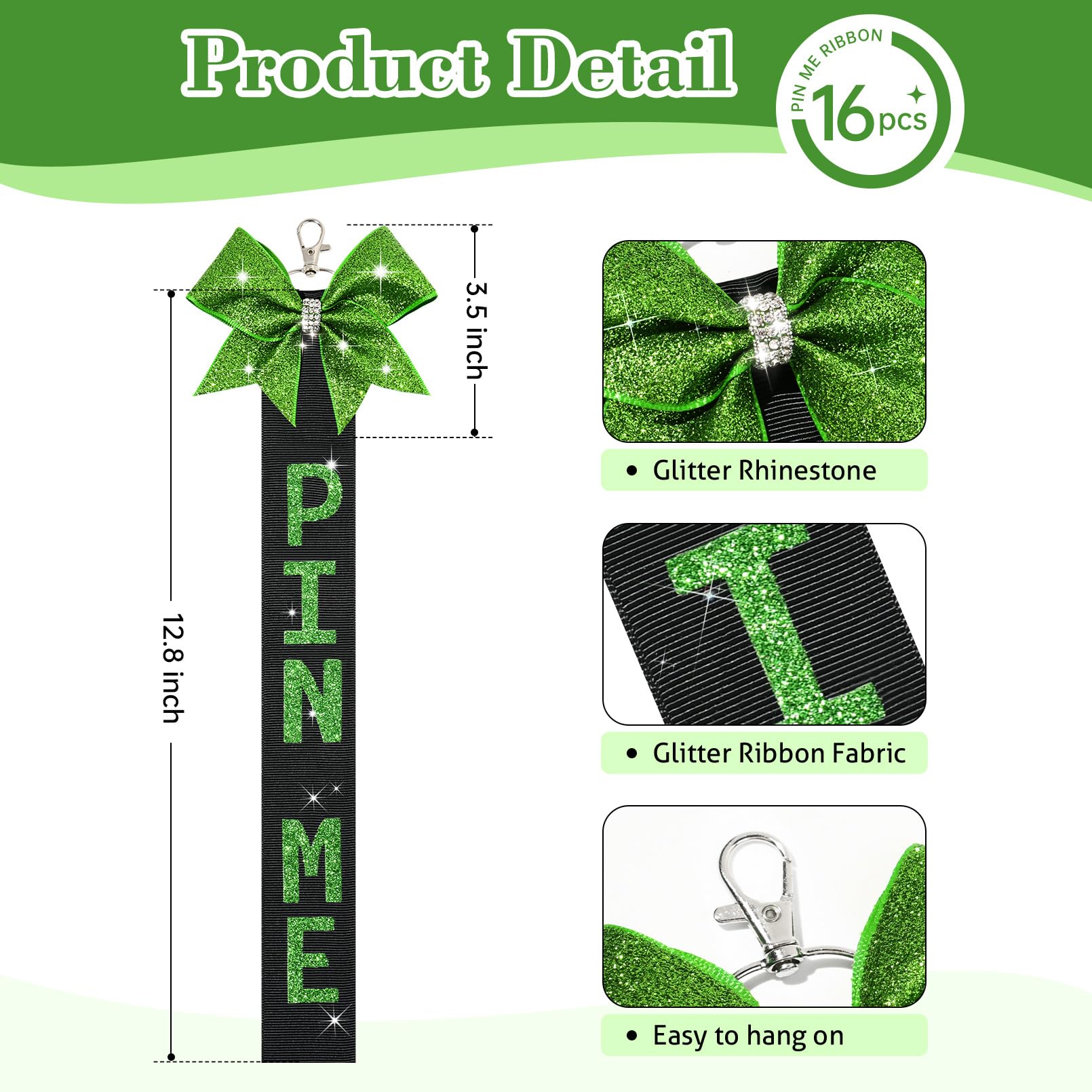 16PCS Rhinestone Keychain Bag Charms for Cheerleading Girls - Green Party Accessories