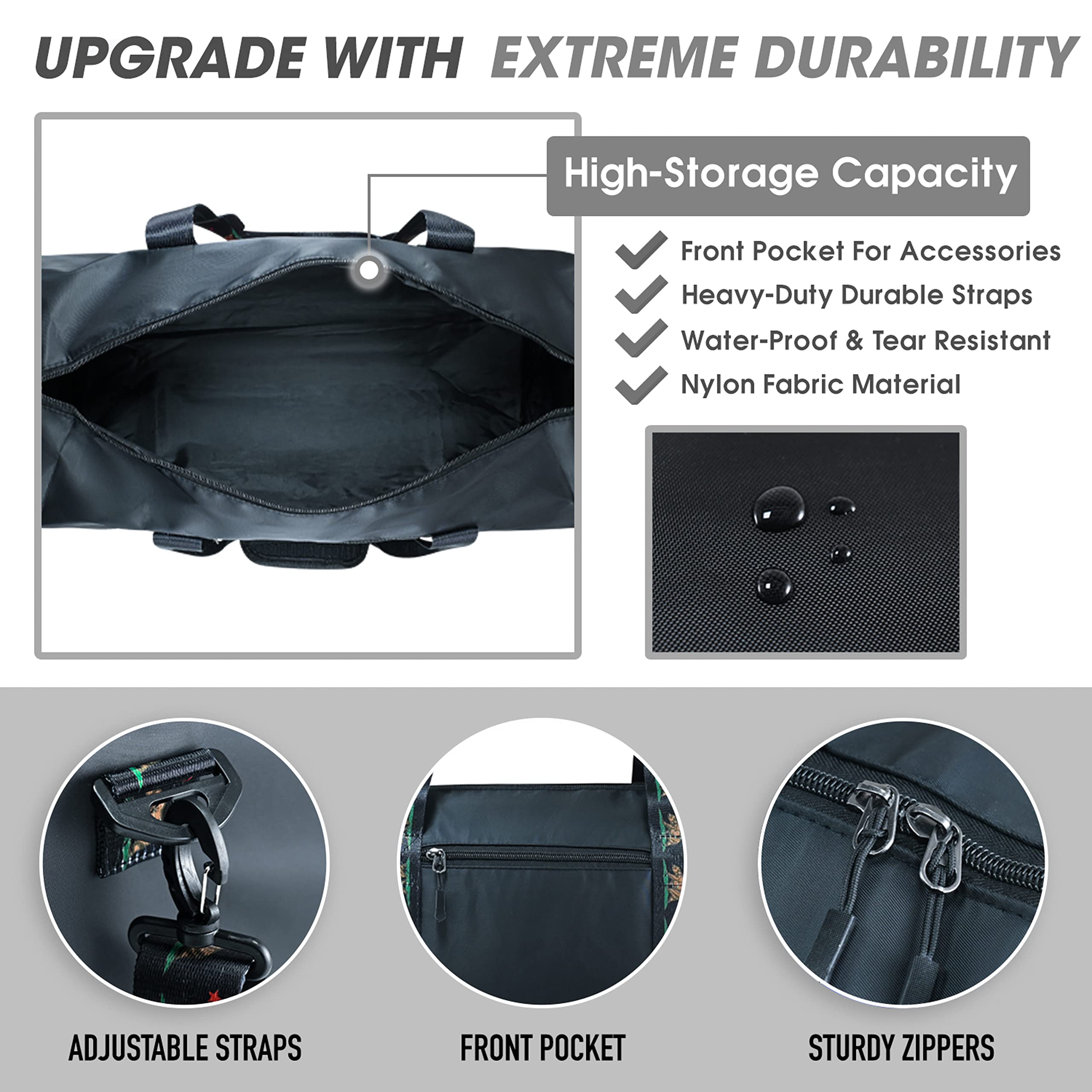 Waterproof Duffle Bag for Travel, Gym & Outdoor Activities - Large Opening, Comfortable Handles - Durable Sports Duffel for Men & Women - Perfect for Camping, Boating & Weekend Getaways (California Republic)