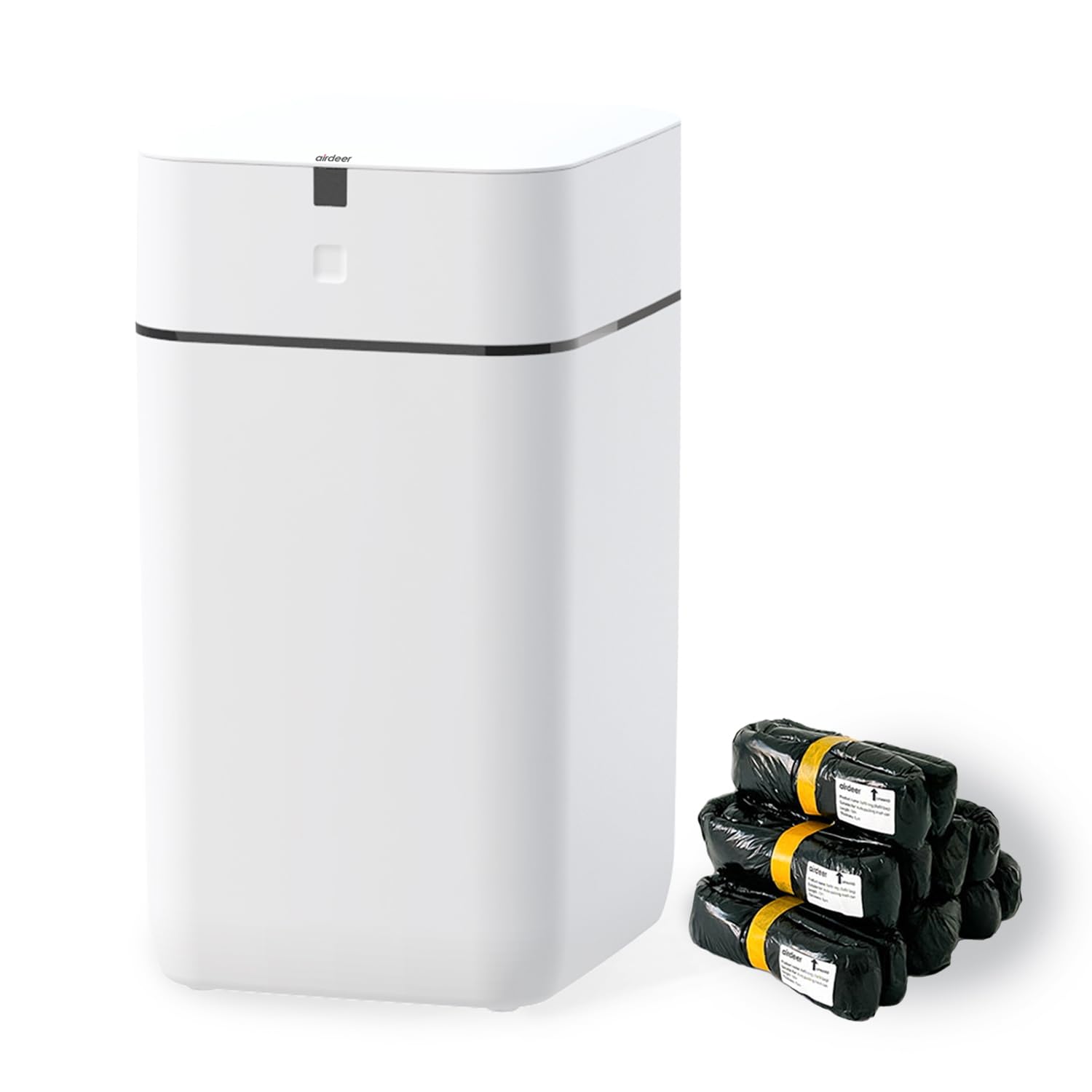 Automatic Trash Can 4 Gallon - Self Sealing Self-Changing Smart Garbage Bin with Motion Sensor, Touchless Lid for Kitchen Bathroom Bedroom - Includes 6 Refill Rings (Black, A1 Model) - Perfect for Hygienic Waste Disposal in Home & Office Spaces
