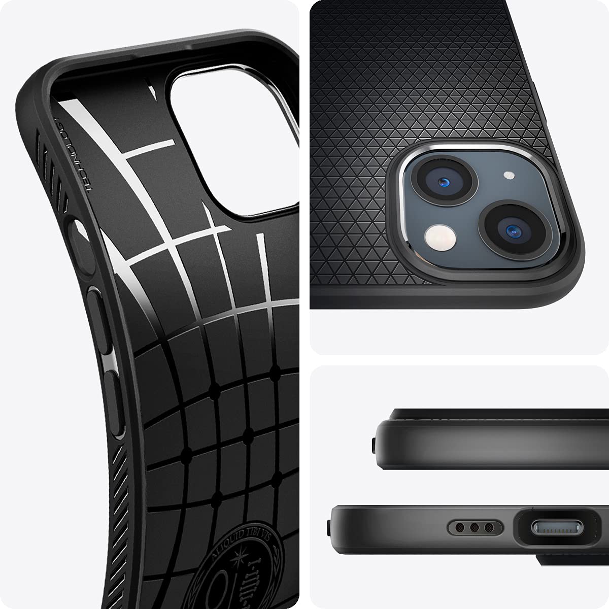 Spigen Liquid Air Armor Case for iPhone 13 (2021) - Slim Protective Cover with Air Cushion Technology | Matte Black | Perfect for Everyday Use & Drop Protection