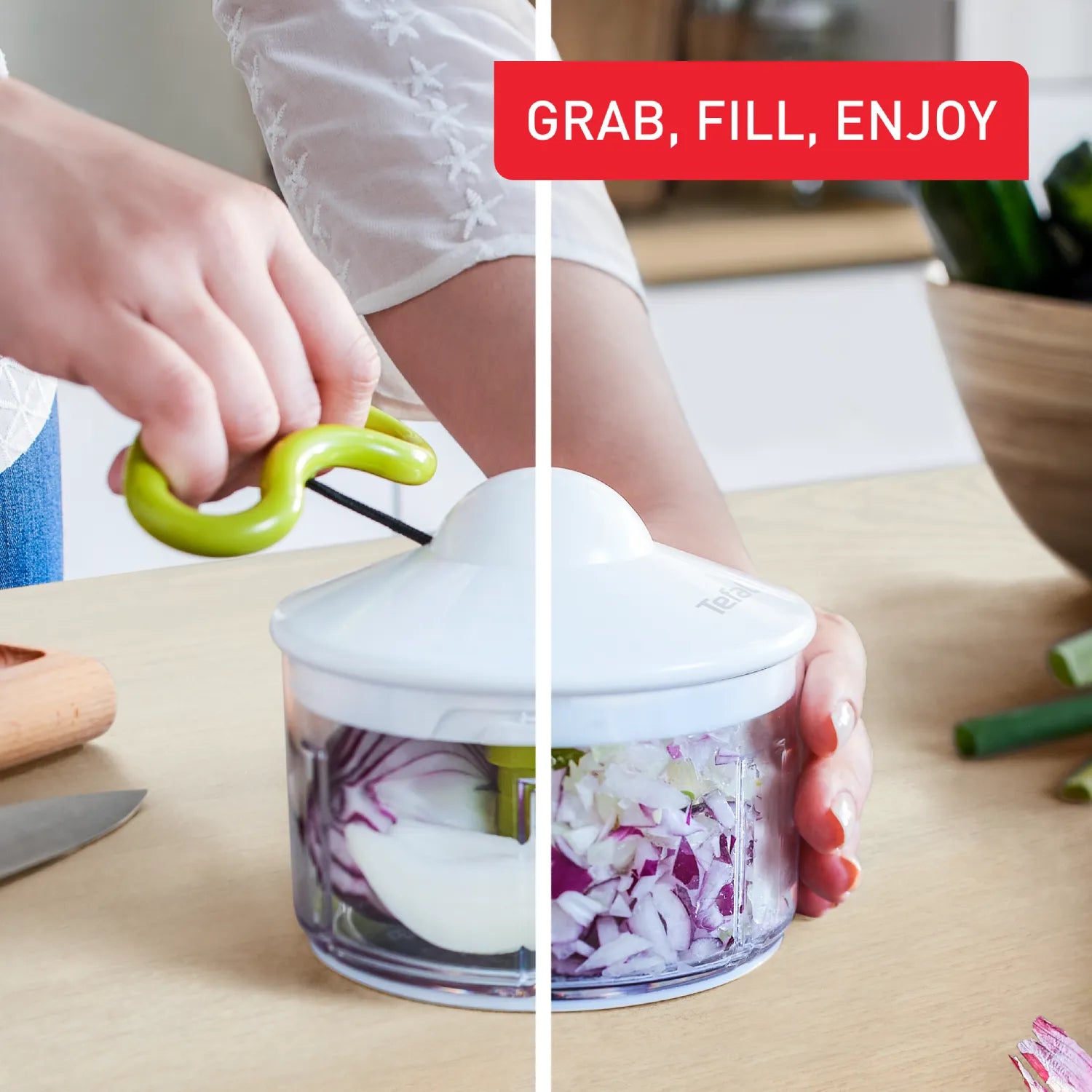 Tefal 5 Second Chopper 500ml - Quick & Easy Food Chopper for Vegetables, Herbs, Nuts - Perfect for Meal Prep, Salads & Cooking (Model K1330404)