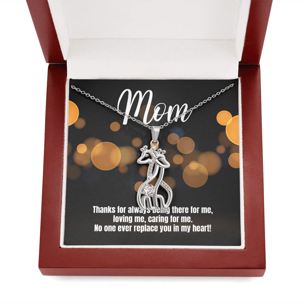 Elegant Giraffe Necklace for Mom - Thoughtful Gift from Daughter, Sterling Silver Jewelry with Beautiful Message Card - Perfect for Mother's Day, Birthday & Special Occasions
