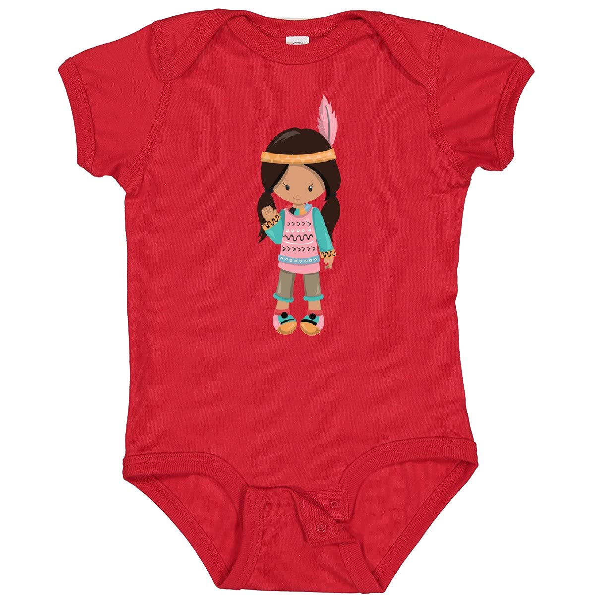 Inktastic Native American Girl Baby Bodysuit - Cute Brown Hair Infant Onesie for Newborns & Toddlers | Perfect for Family Photos, Cultural Events & Everyday Wear