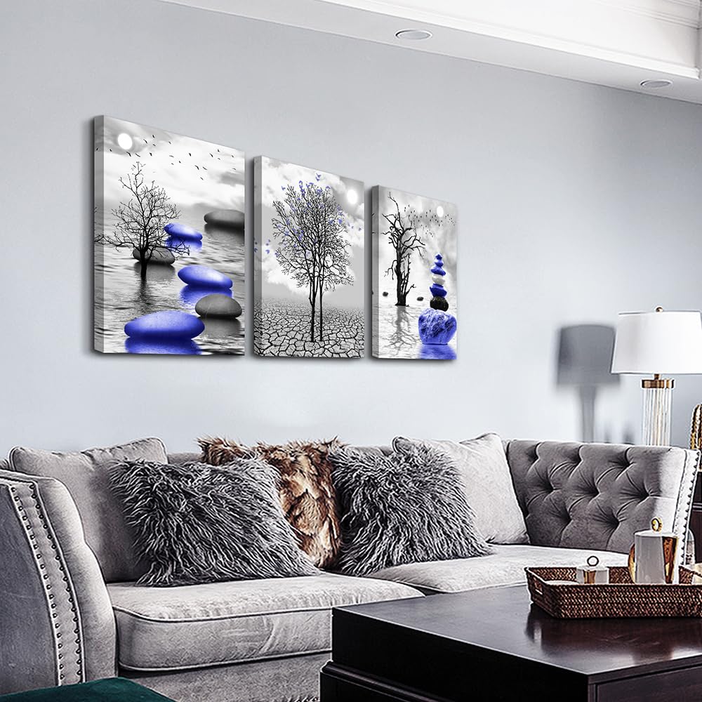 Modern Abstract Canvas Wall Art Set - 3 Piece Black & White Framed Prints for Living Room, Bedroom, Office Decor | Home Wall Decorations & Interior Design Accents