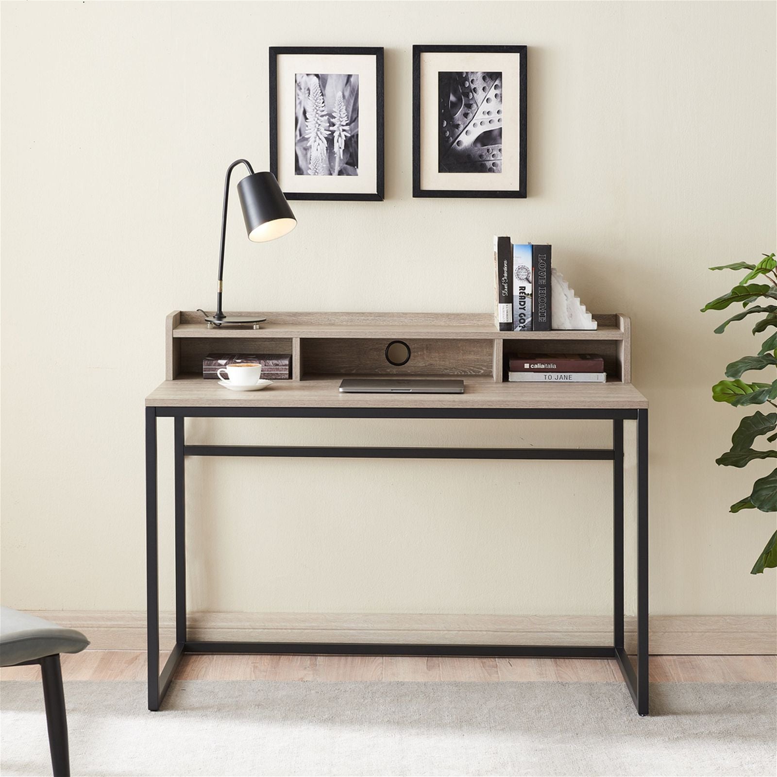 Woodstock Sally Office Desk 1200 - Grey Wash Oak Finish, Modern Home Office Desk for Small Spaces, Perfect for Remote Work & Study
