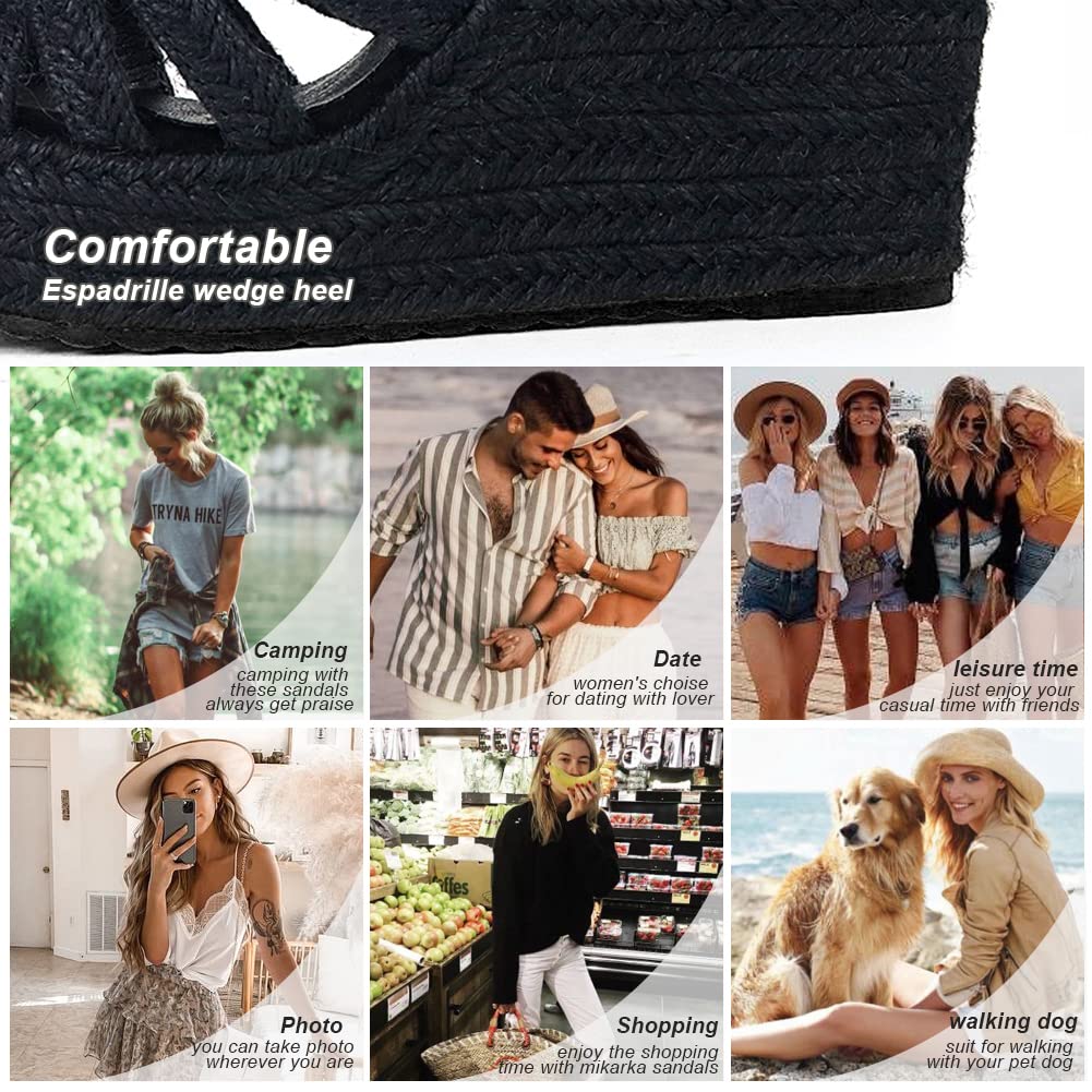 mikarka Women's Platform Ankle Strap Sandals - Open Toe Espadrille Wedge Summer Shoes for Casual Wear | Beach, Vacation & Everyday Comfort