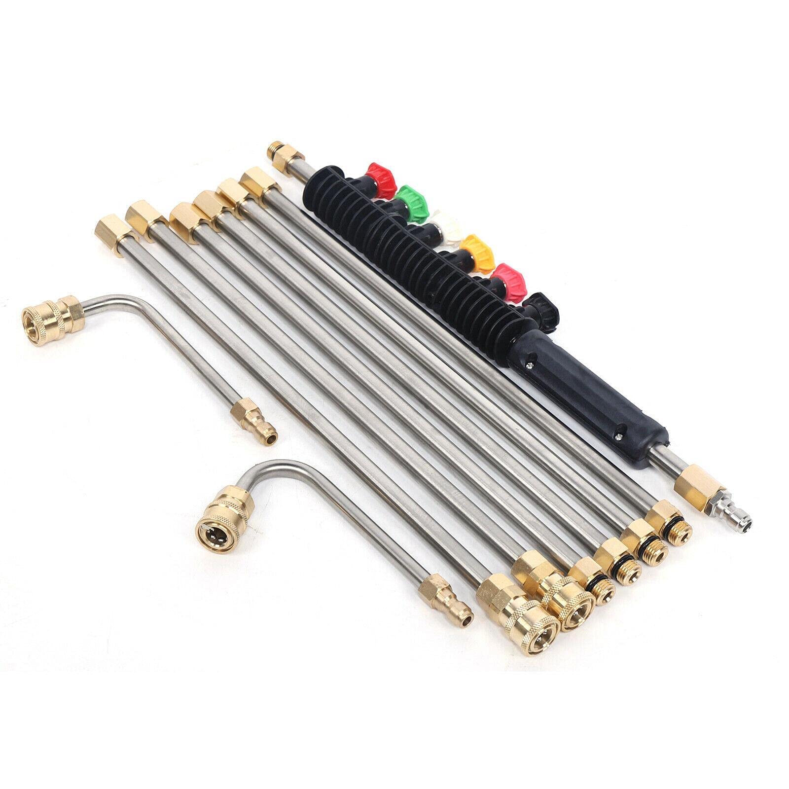 **High Pressure Power Washer Spray Gun Nozzle Wand Attachment - Heavy Duty Garden Hose Sprayer for Cleaning Driveways, Decks & Cars**    *(Use for deep cleaning outdoor surfaces, vehicles, patios, and stubborn dirt with high-pressure water flow.)*