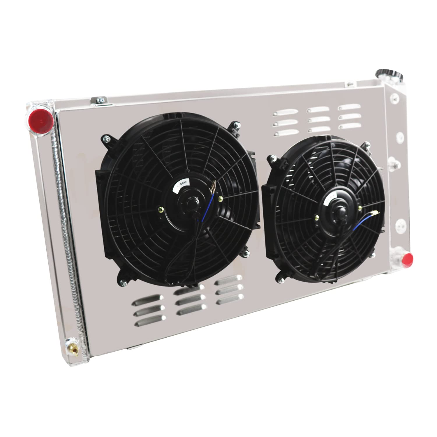 ECMRAD 3-Row Aluminum Radiator & Shroud Fan Combo for 1968-1972 Chevy Pontiac GTO Chevelle El Camino - High Performance Cooling Upgrade for Classic Muscle Cars & Hot Rods