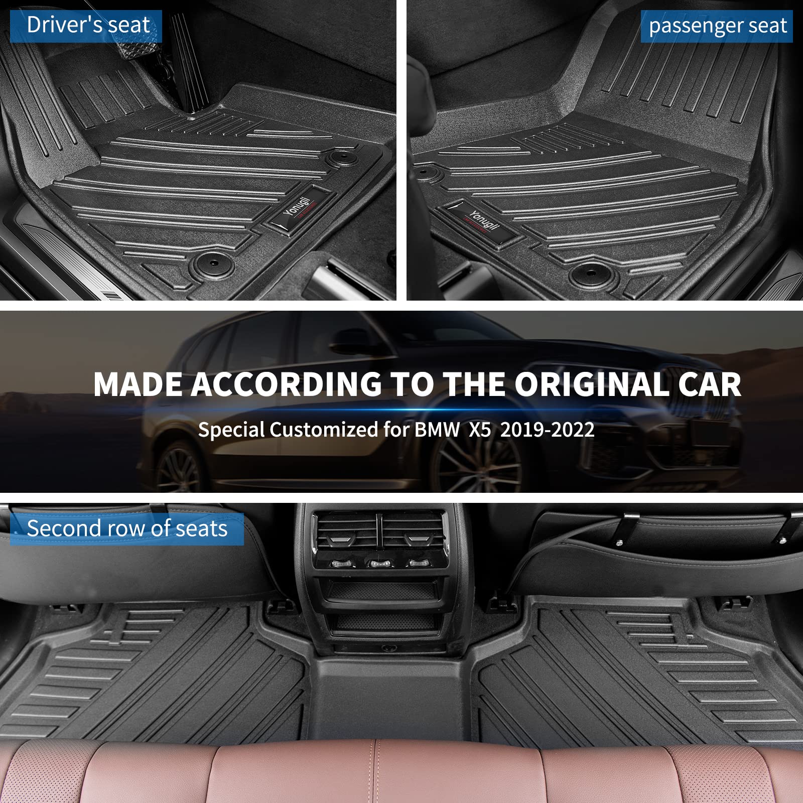 Premium All-Weather TPE Rubber Floor Mats & Cargo Liner Set for BMW X5 (G05) 2019-2025 - Heavy Duty Protection for Front Rear Seats & Trunk - Perfect for Daily Commute, Road Trips & Outdoor Adventures