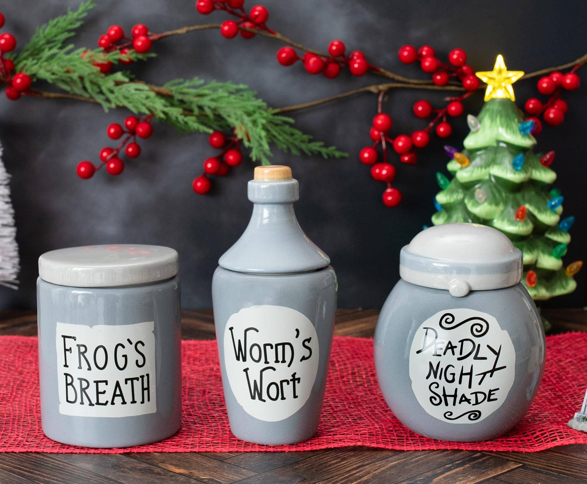 Disney The Nightmare Before Christmas Sally Mini Storage Jars 3-Piece Set - Ceramic Kitchen Containers for Snacks, Spices & Candy | Perfect for Halloween Decor & Gift Giving