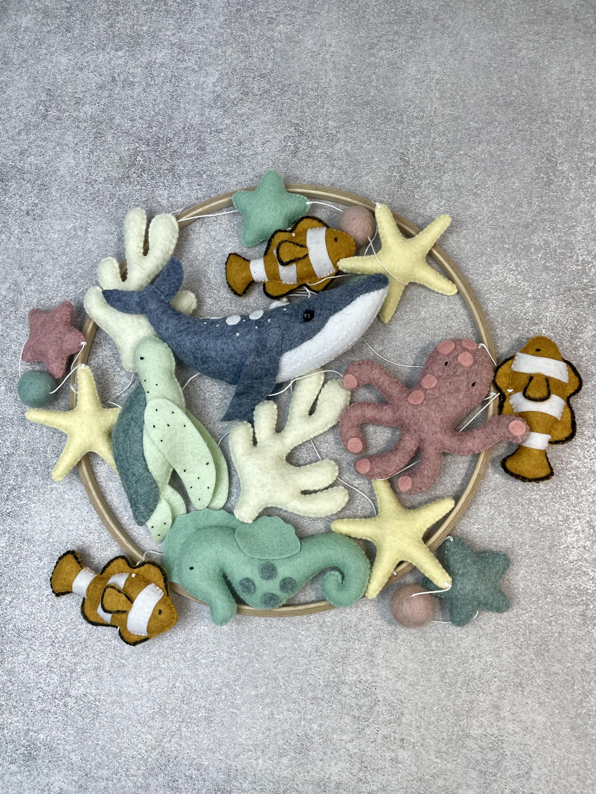 Ocean Themed Baby Crib Mobile - Handmade Felt Sea Animals Nursery Decor | Underwater Adventure Mobile for Newborns | Perfect Neutral Nautical Nursery Decor & Baby Shower Gift (Blue/White) - Ideal for Coastal, Beach or Ocean Inspired Nurseries