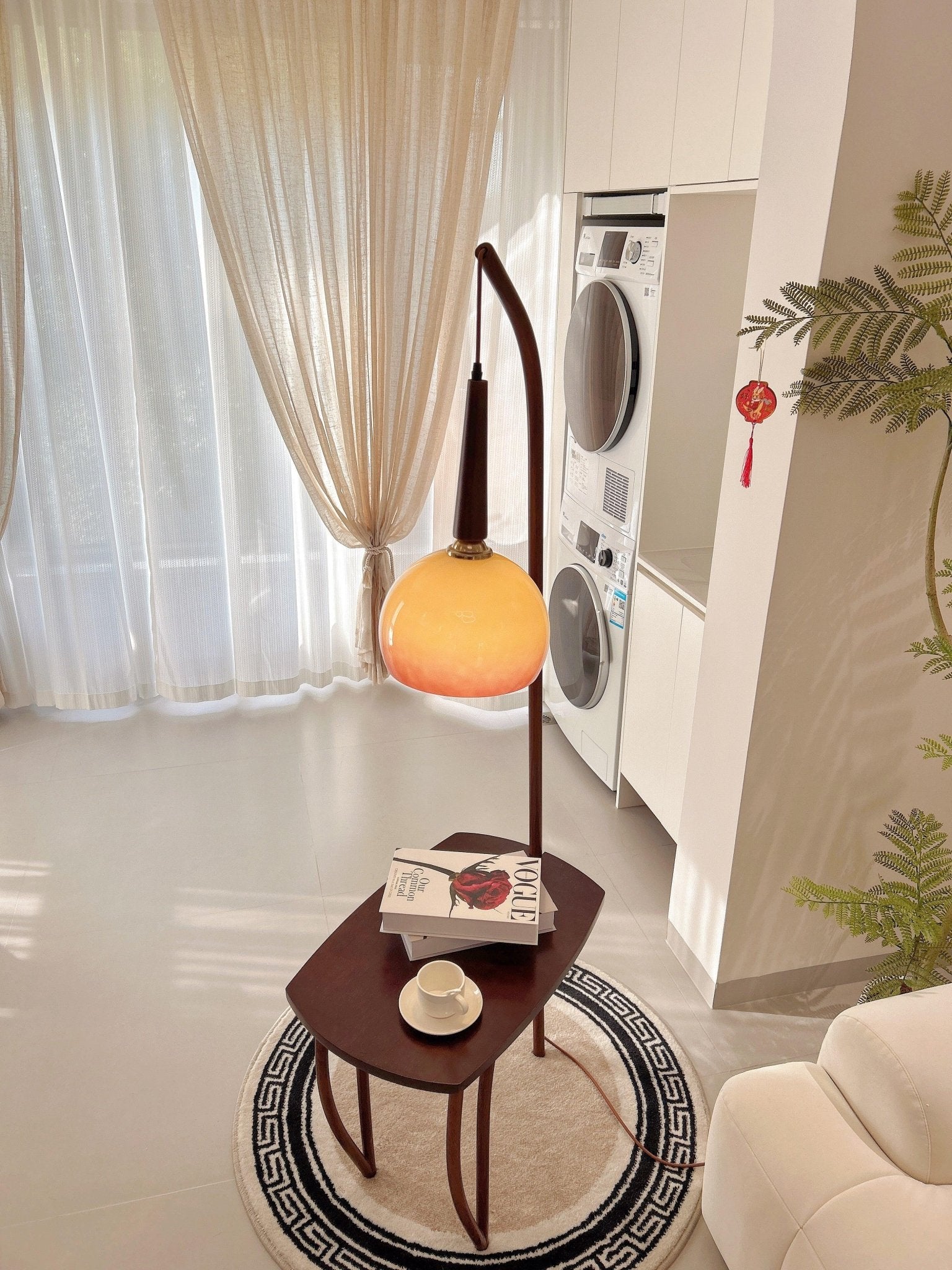 Modern Cantilever Wood Accent Floor Lamp - Adjustable Reading Light for Living Room, Bedroom & Office - Warm Ambient Lighting for Cozy Home Decor
