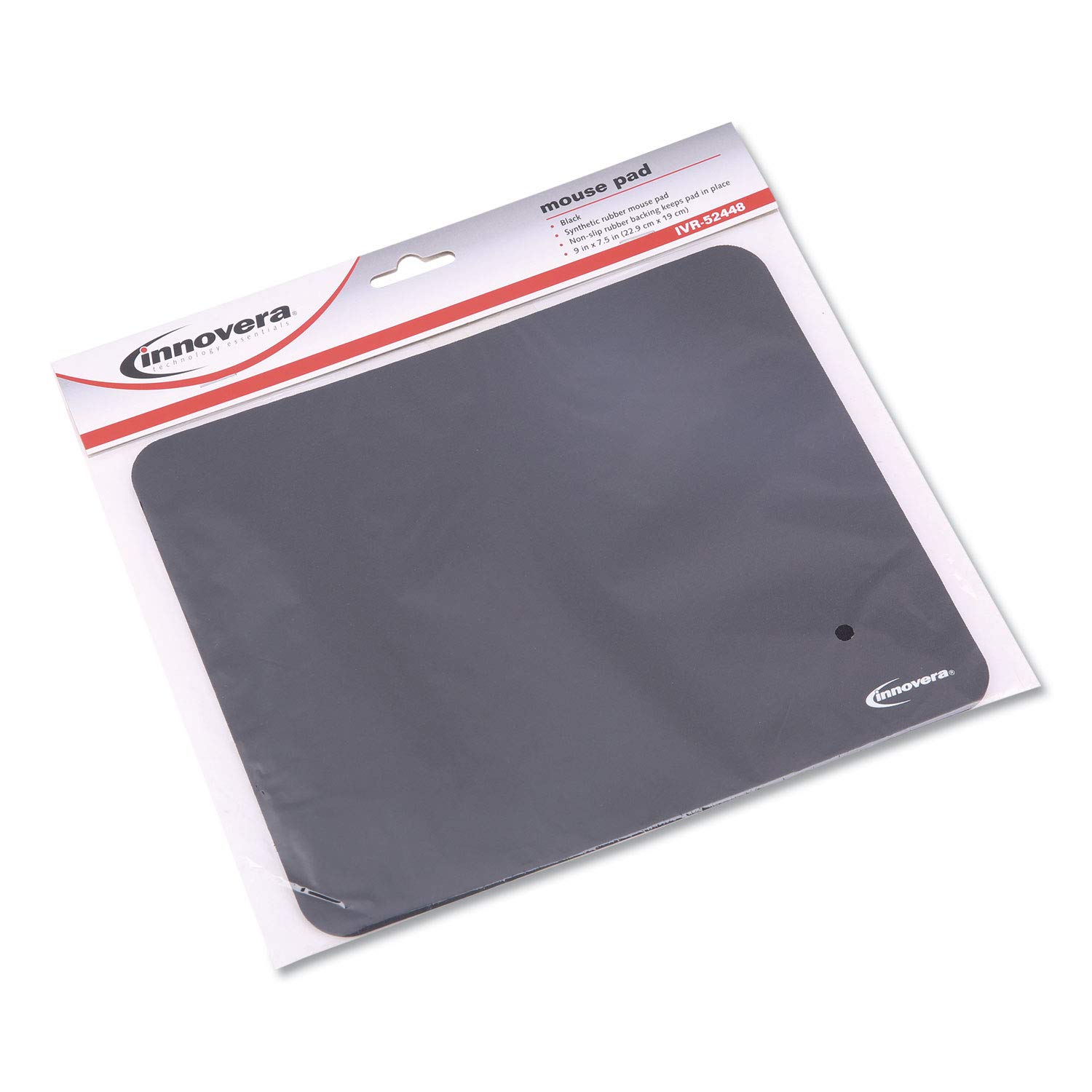 Innovera 52448 Non-Slip Natural Rubber Mouse Pad - Black Ergonomic Desk Mat for Office, Gaming & Home Computer Use