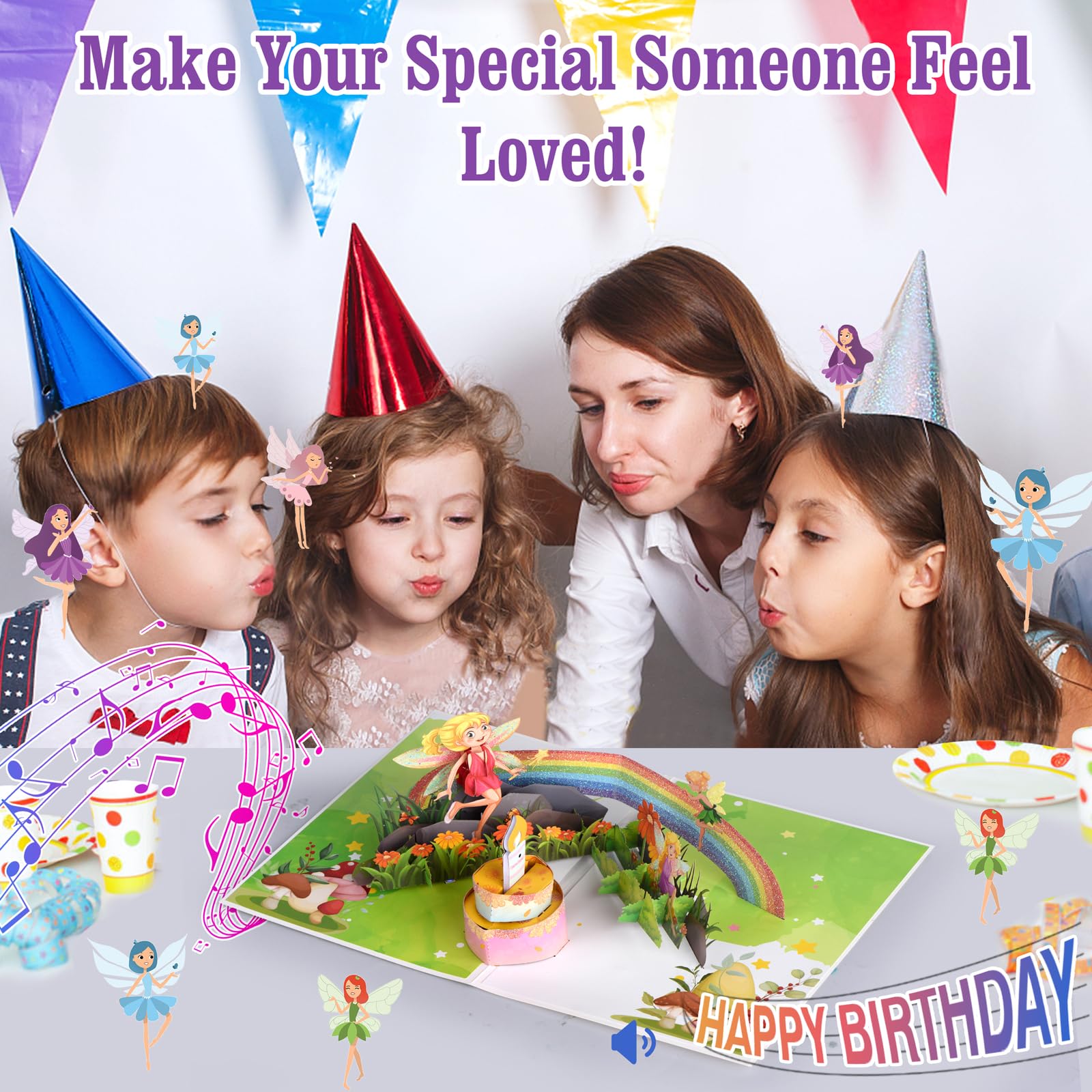 3D Pop Up Musical Birthday Card for Girls - Fairy Themed Birthday Card with Music for Daughter, Granddaughter, Niece (Ages 1-8) | Perfect for Birthday Gifts, Party Favors & Special Occasions