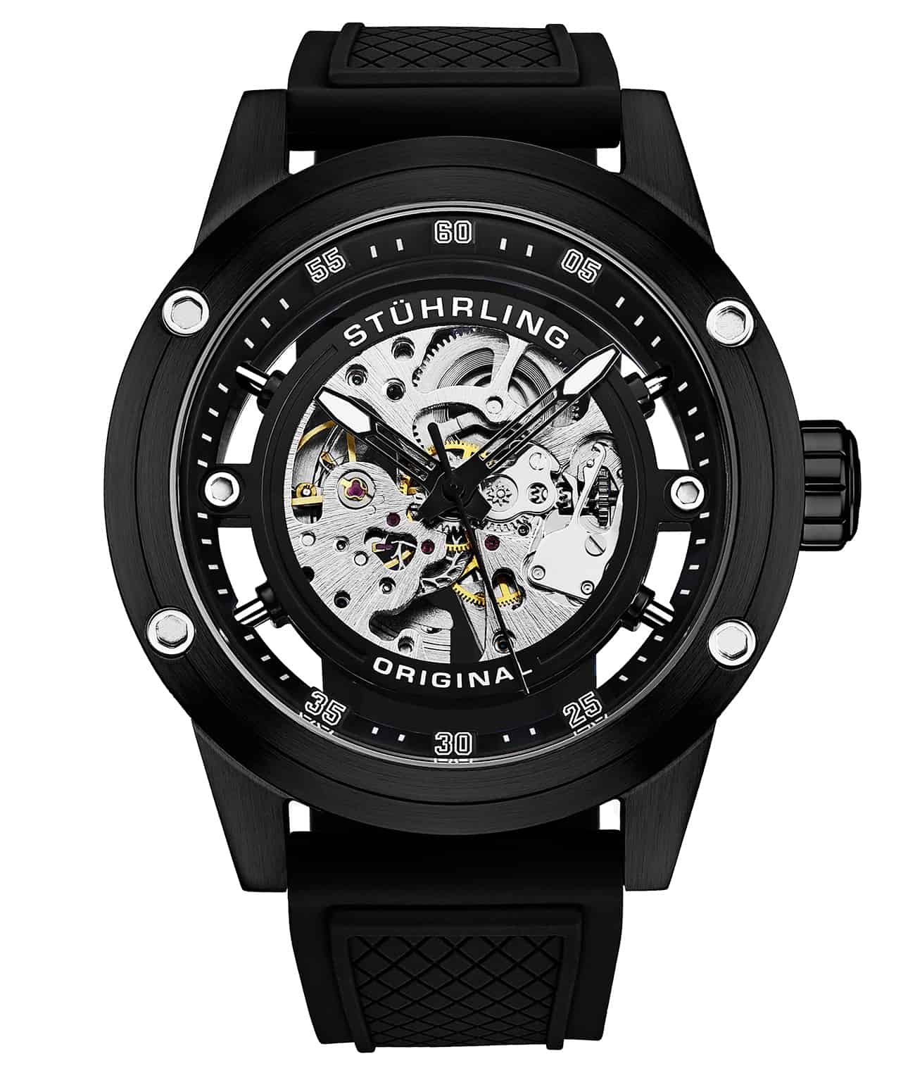 Grandiose 4034 Automatic 50mm Skeleton Watch for Men - Stainless Steel Mechanical Timepiece with Transparent Dial - Perfect for Business, Formal Events & Luxury Gift Giving