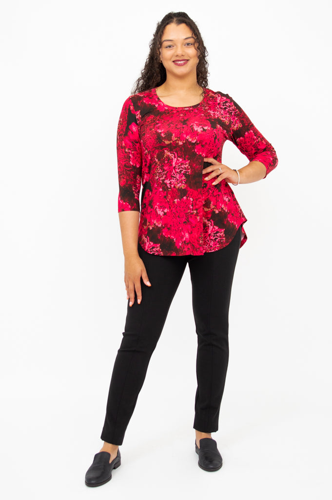 Jazz 3/4 Sleeve Women's Top - Normandy Style Bamboo V-Neck Blouse for Casual Wear & Office Outfits