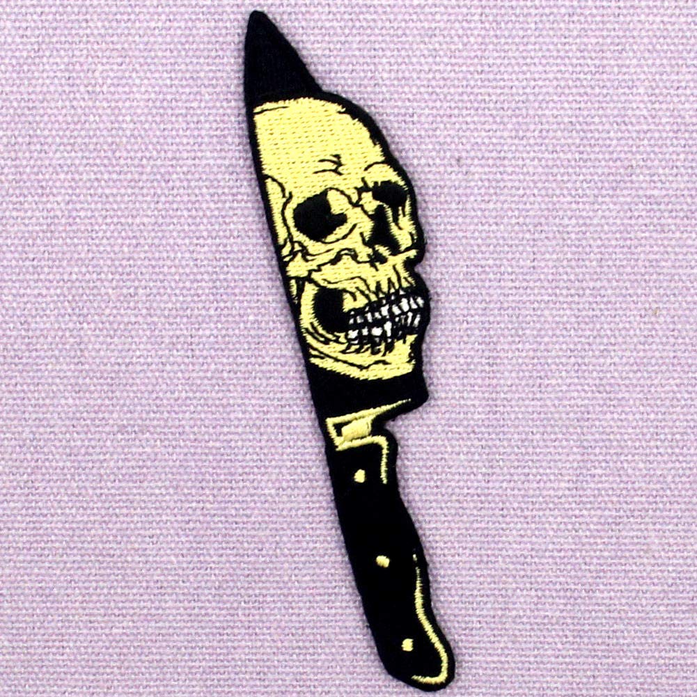 ZEGINs Skull Dagger Embroidered Patch - Iron On & Sew On Emblem for Jackets, Hats, Bags - Gothic Punk DIY Accessories for Clothing & Costumes