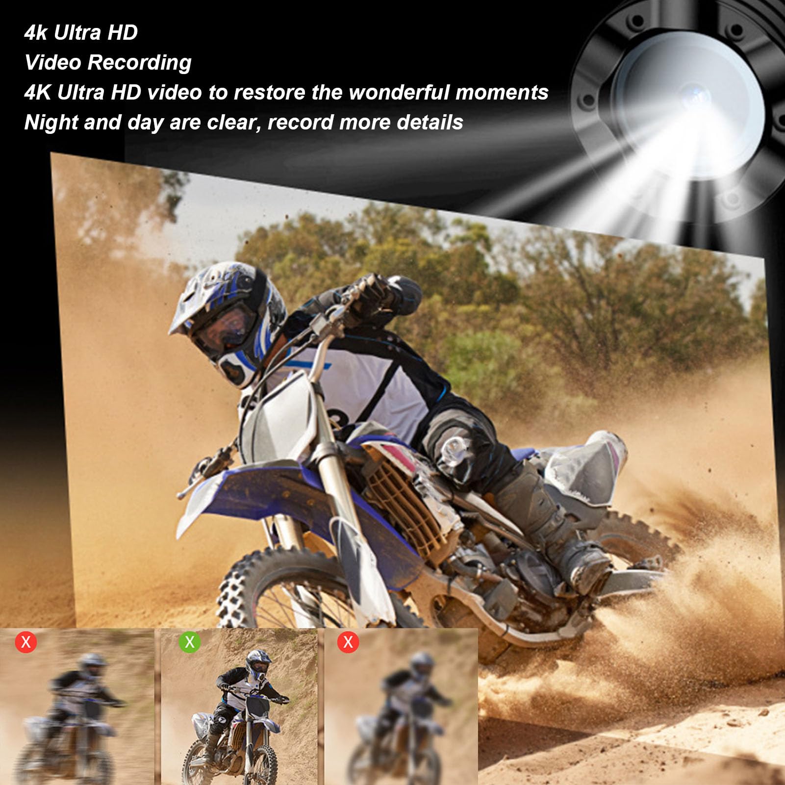 4K Waterproof Action Camera for Bike & Motorcycle - Anti-Shake Sports DV with Helmet Mount, Bicycle Mount & Charging Cable - H68B Dark Gray - Perfect for Cycling, Skiing, Surfing & Outdoor Adventures