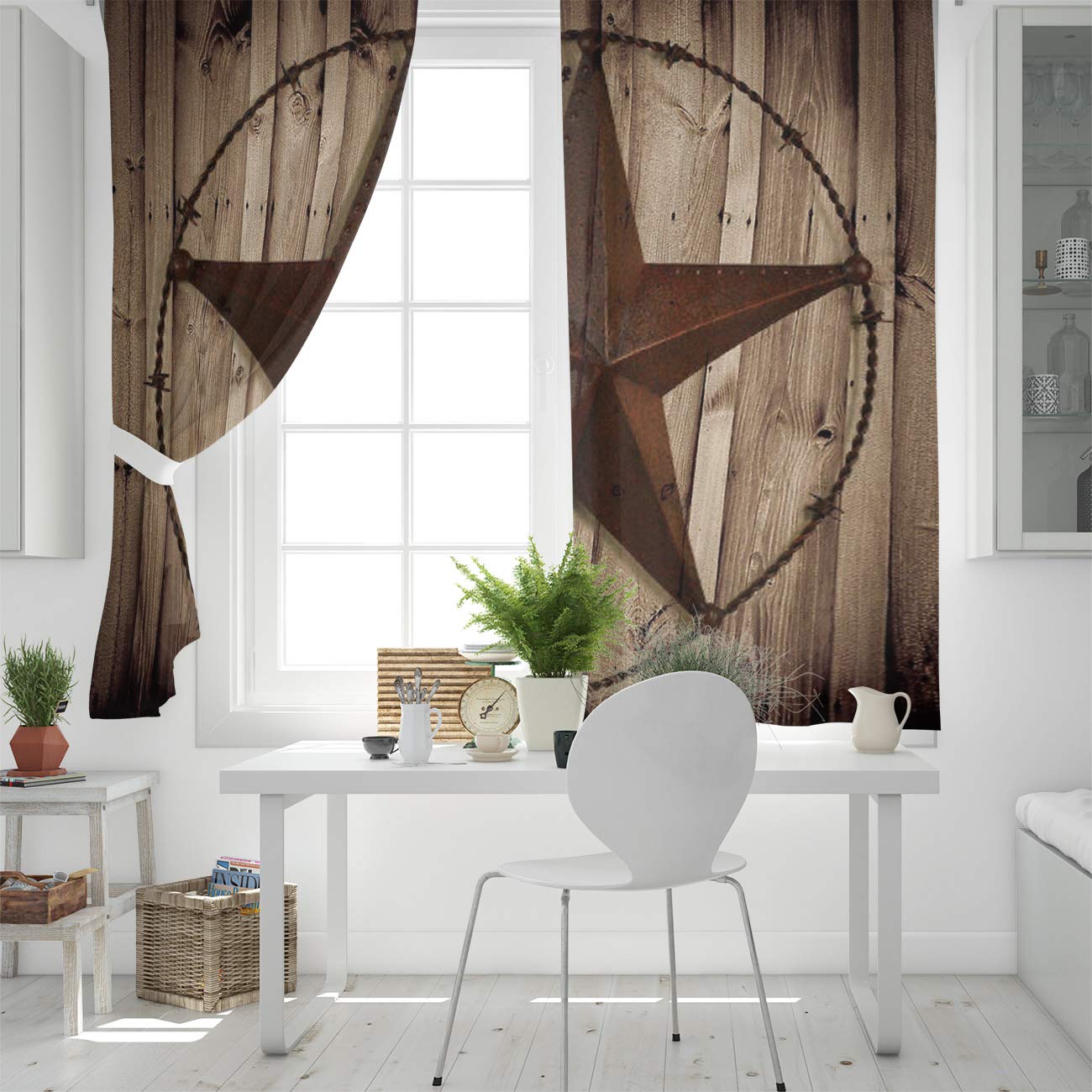 Texas Star Western Style Wooden Blackout Curtains - 2 Panels Set (80
