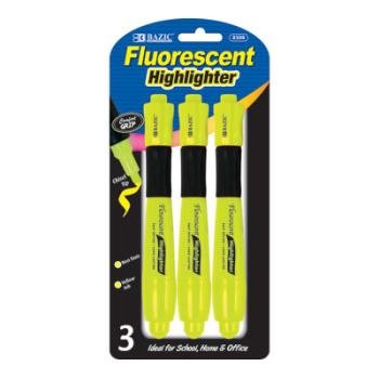 BAZIC 144-Pack Yellow Fluorescent Highlighters with Desk Style Case - Bright, Vibrant Colors for Office, School & Study Notes Organization