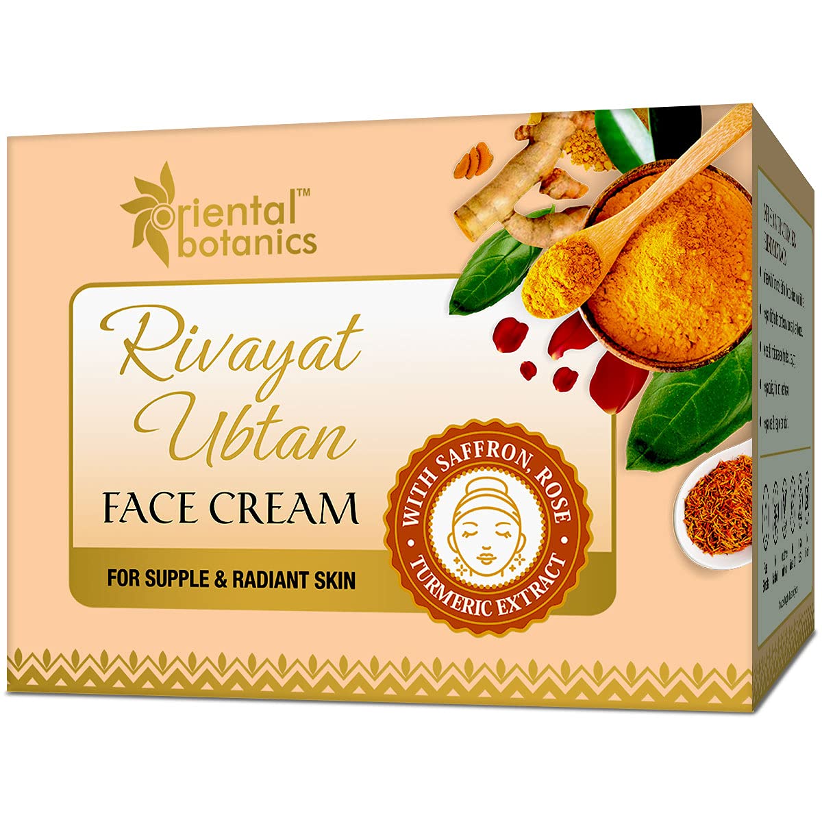 Oriental Botanics Rivayat Ubtan Face Cream 50g - Natural Glow & Nourishment with Traditional Ubtan Ingredients | Paraben & Sulfate Free | Cruelty-Free Vegan Skincare | Perfect for Daily Moisturizing & Brightening Routine