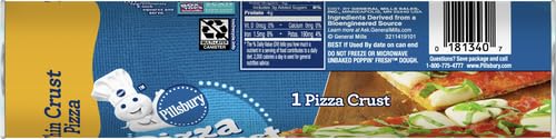 Pillsbury Thin & Crispy Pizza Crust Dough - 8 oz | Pre-Made Homemade Pizza Base | Perfect for Quick Dinners, Parties & Family Meals