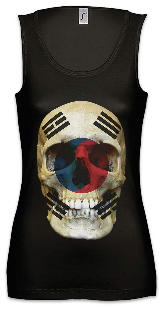 Urban Backwoods Classic South Korea Skull Flag Women's Tank Top - Gym Fitness Training Shirt for Workout & Streetwear Fashion